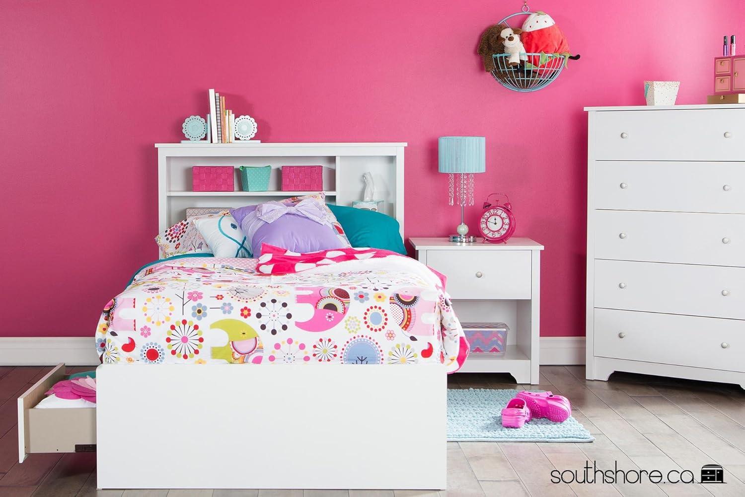 South Shore Vito Twin Mates Bed with 3 Drawers in Pure White