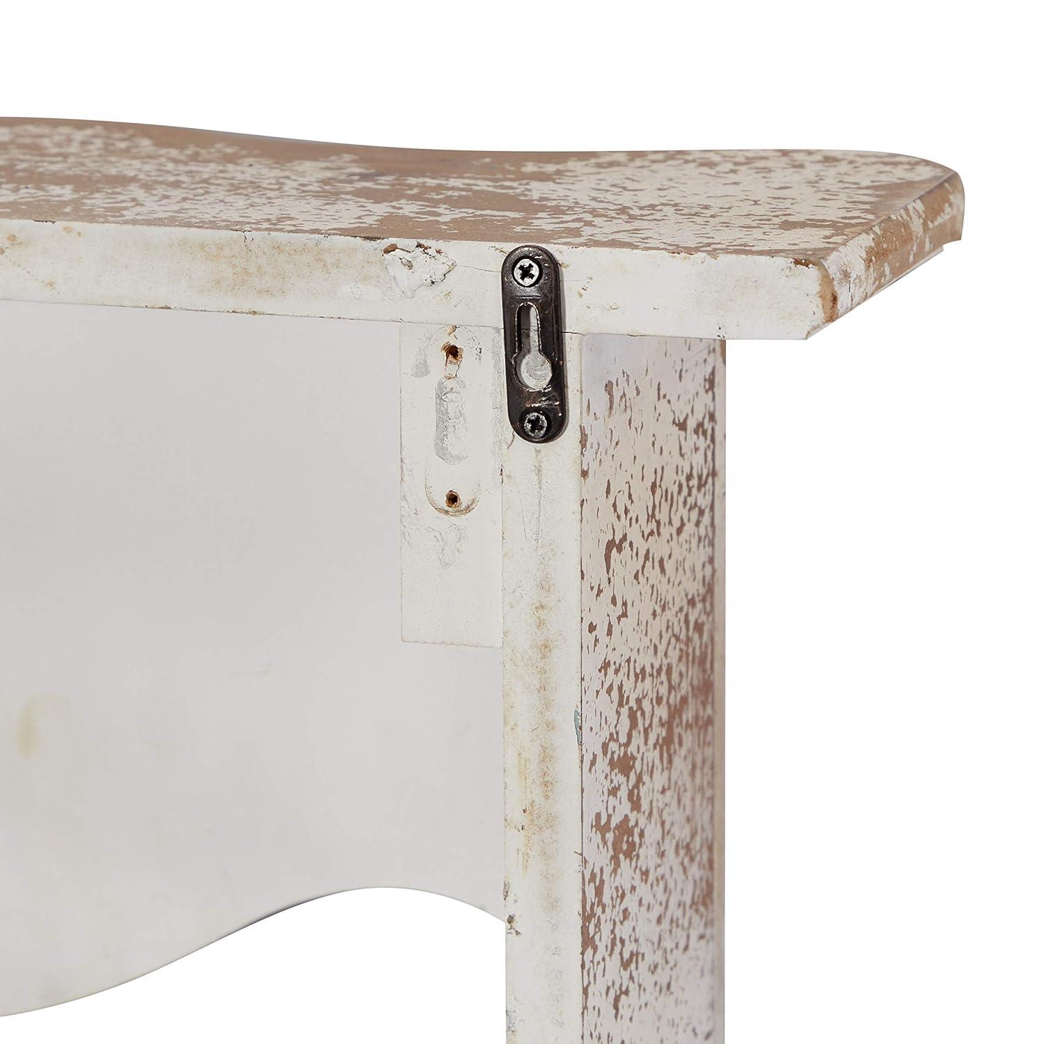 Kelly Clarkson Home Elicia White Wood Scroll Distressed 1 Shelf Room Wall Shelf