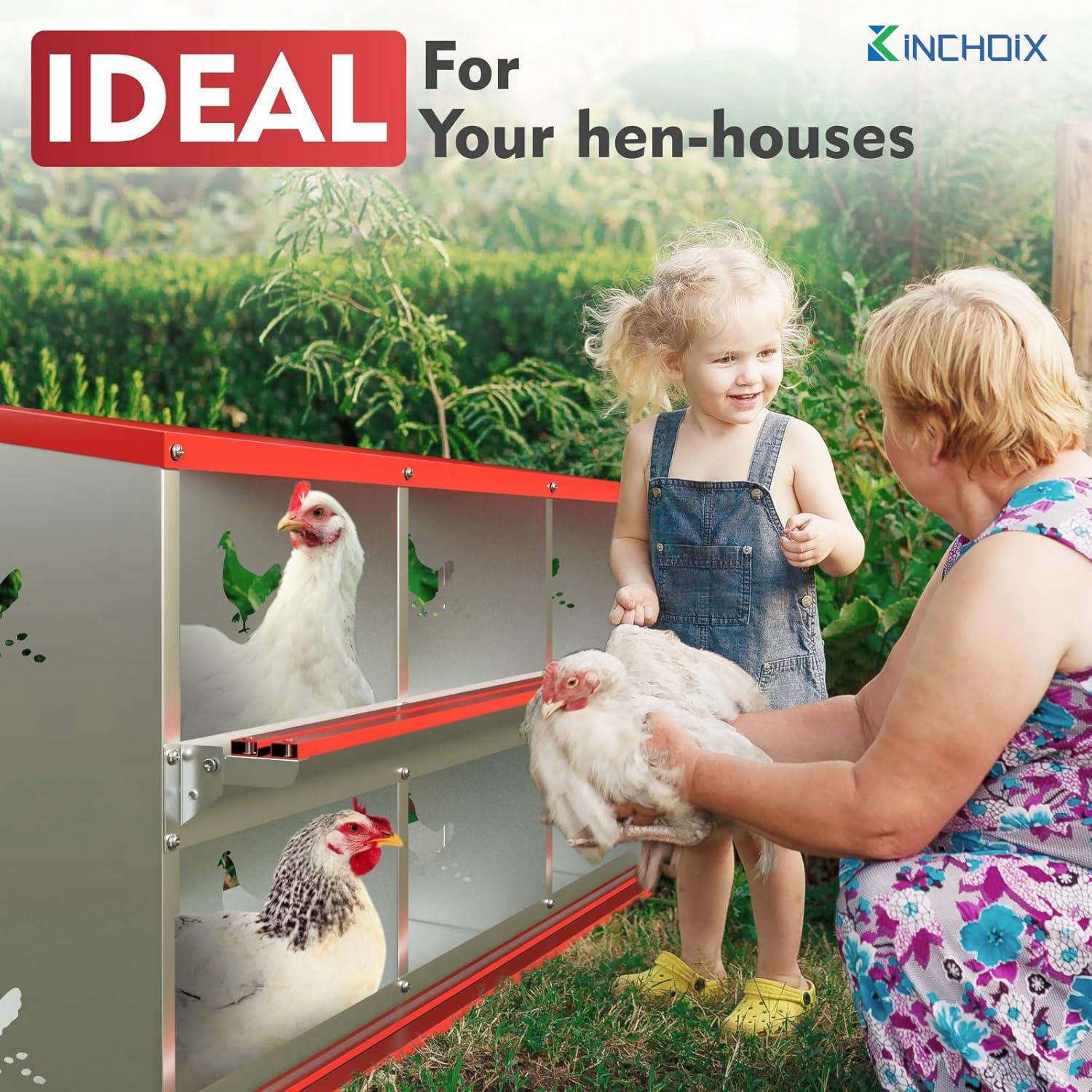 Red and Silver Galvanized Steel 6-Compartment Chicken Nesting Box