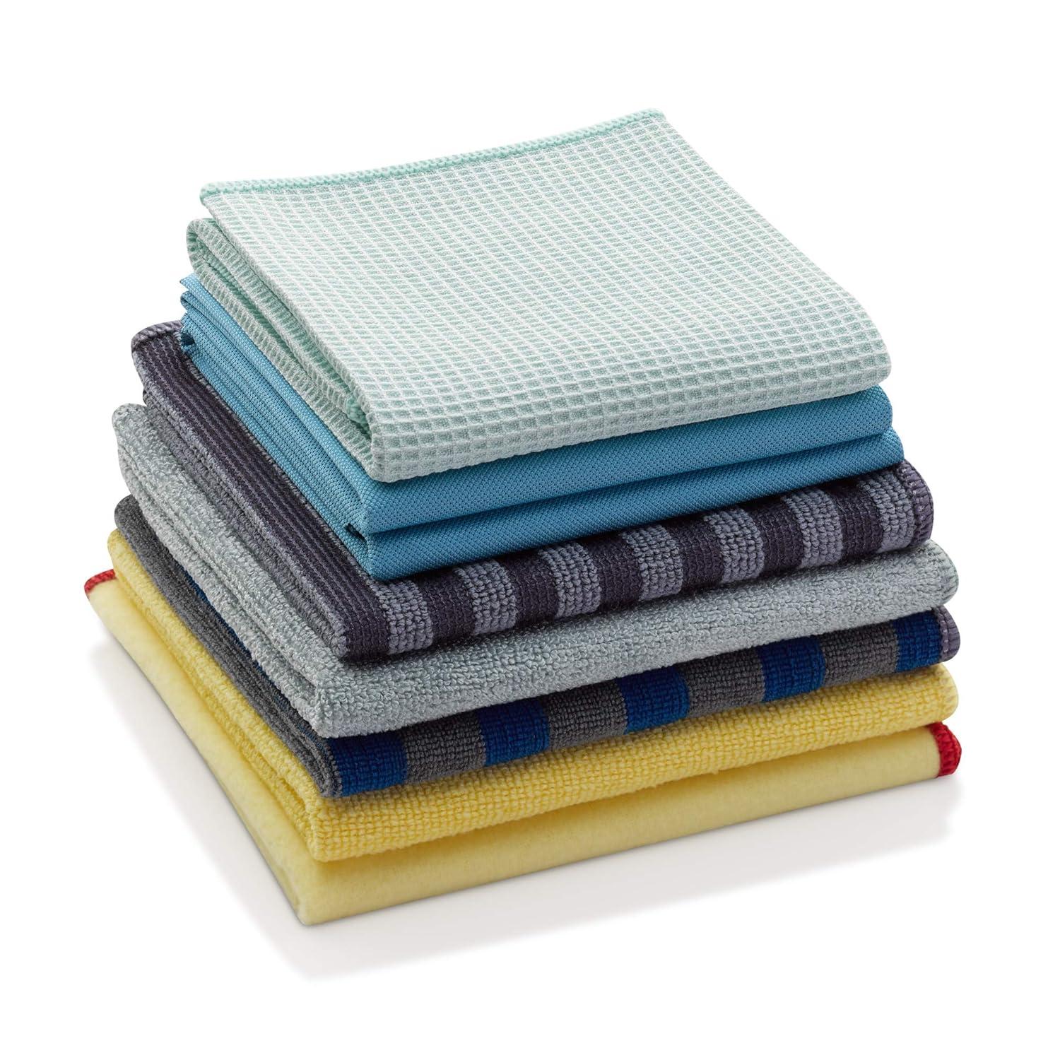 E-Cloth Home Cleaning Set with Microfiber Cleaning Cloths for Cars, Bathroom, Kitchen, & More - Microfiber Towels That Clean with No Added Chemicals - 8 Specialized Cloths in Assorted Colors