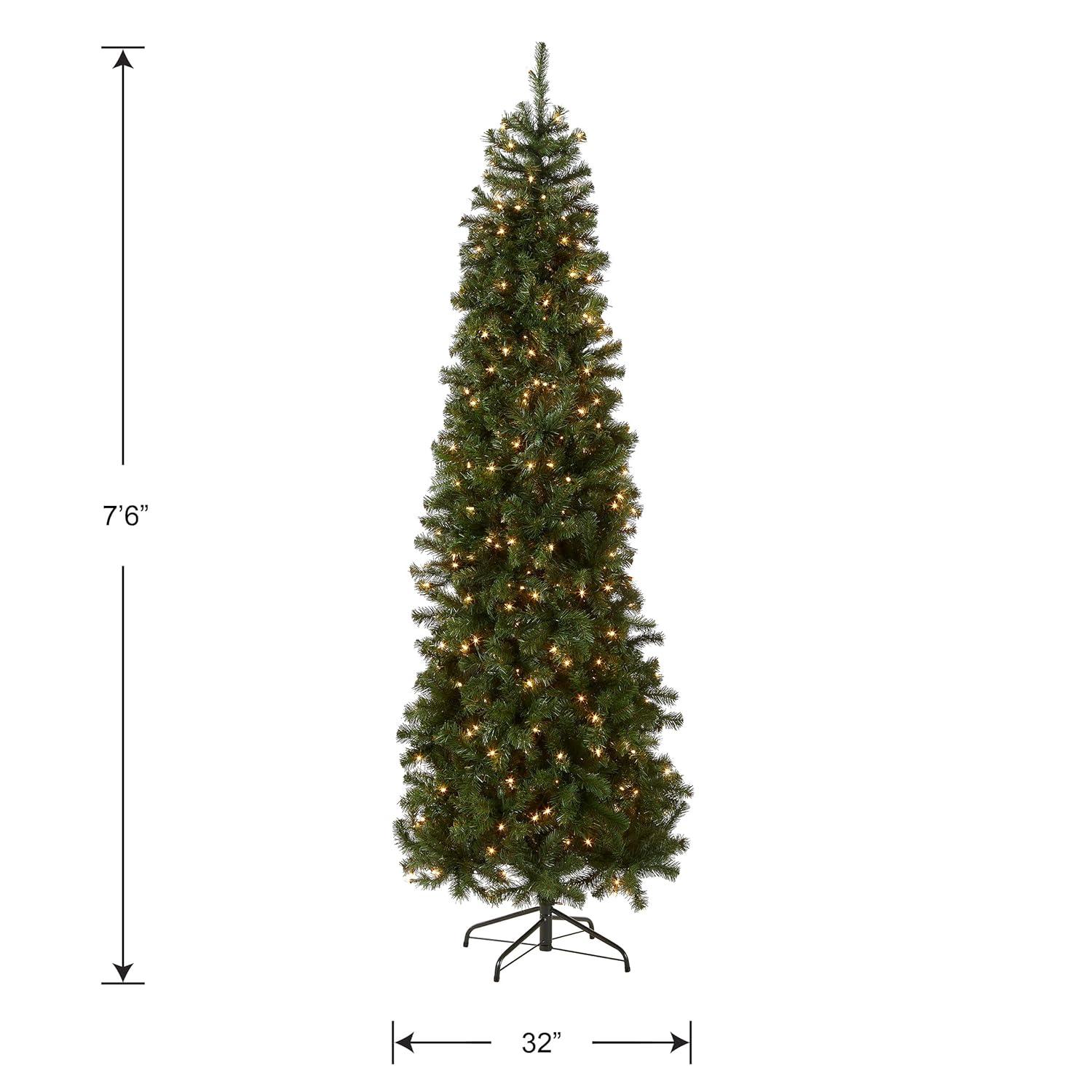 7.5' Prelit Slim North Valley Spruce Artificial Christmas Tree White Lights - National Tree Company