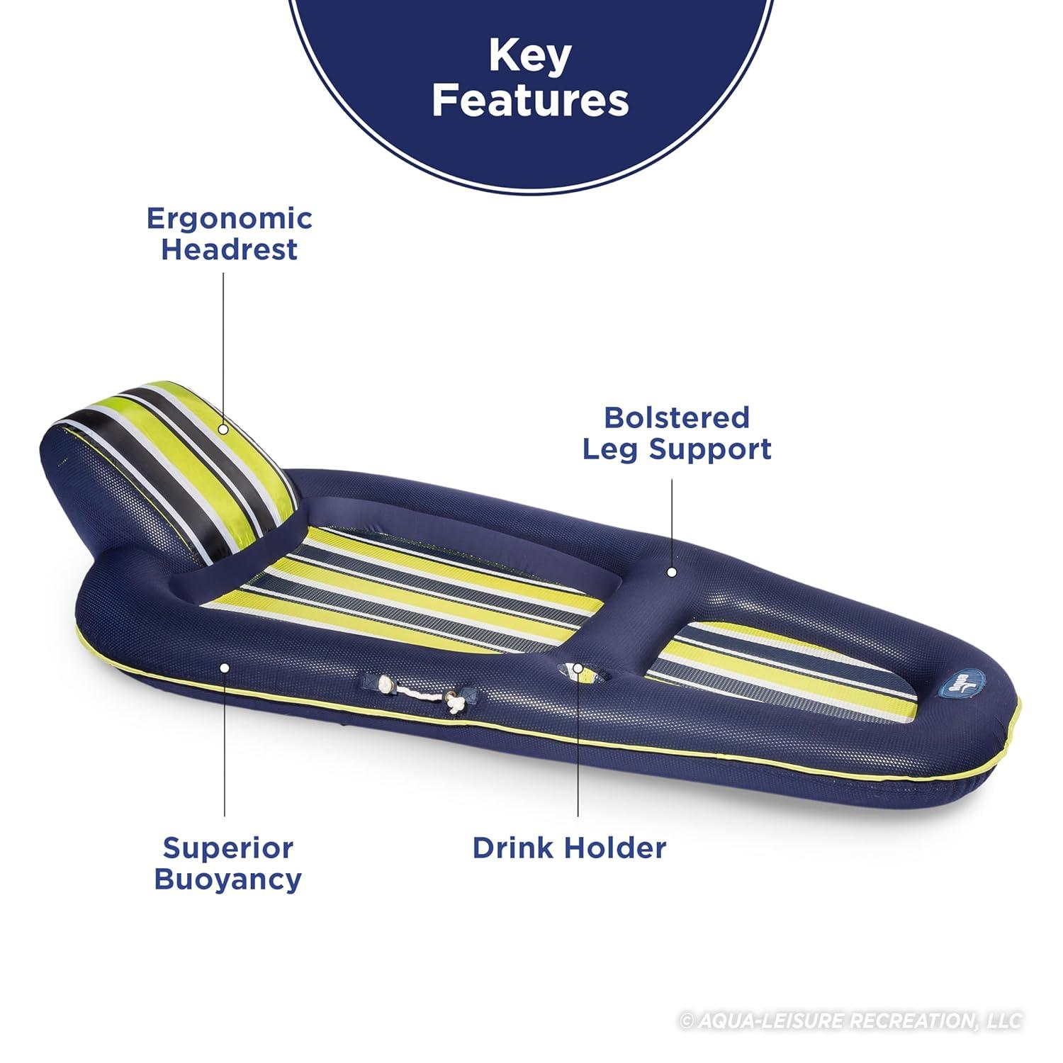 Extra Large Navy and Green Inflatable Pool Lounger
