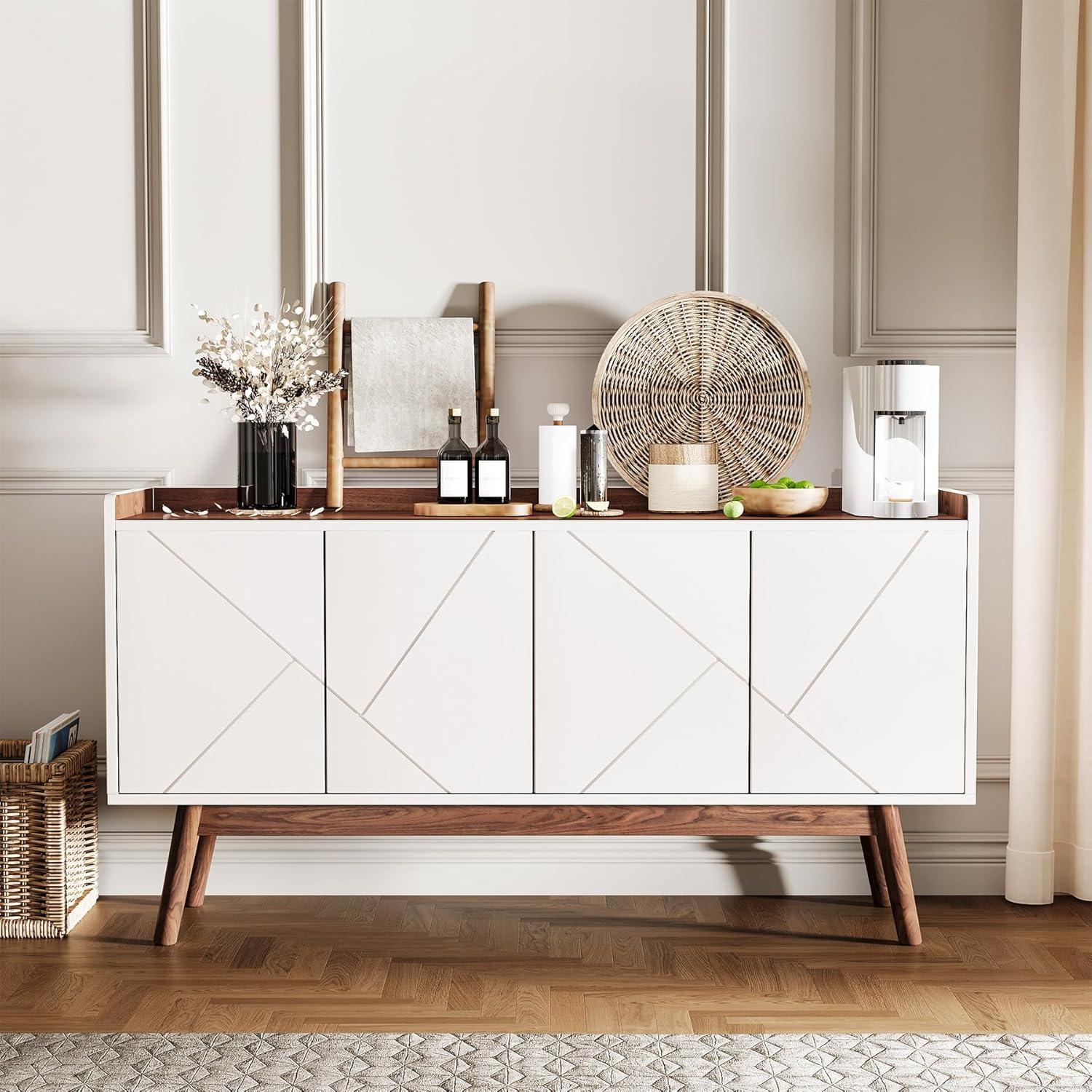 Tribesigns 55" W Buffets Sideboards Cabinet, White