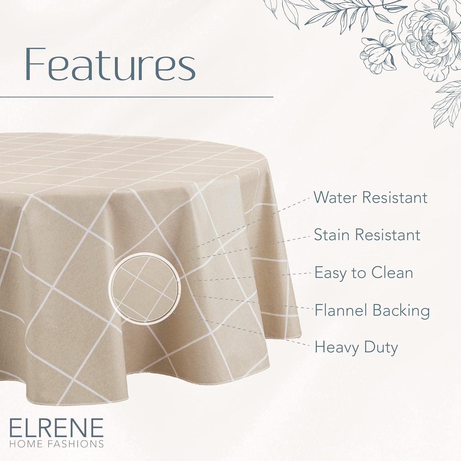 Elrene Windowpane Plaid Grid Printed Vinyl Indoor/Outdoor Tablecloth - Elrene Home Fashions