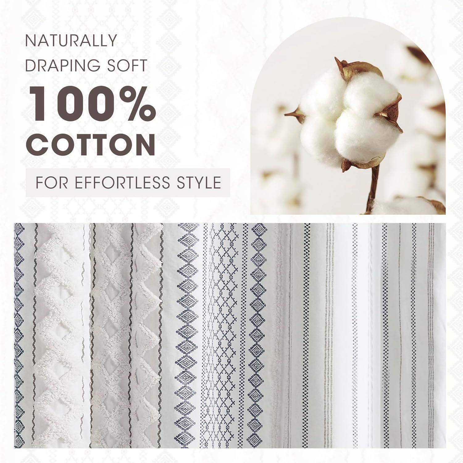 INK+IVY Imani 100% Cotton Printed Shower Curtain with Chenille