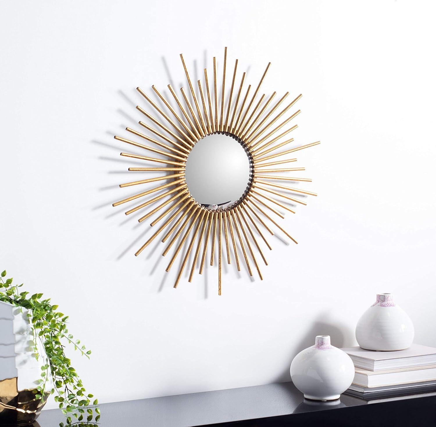 Safavieh Rosaland 24 in. Radiant Lines Round Mirror, Gold Foil