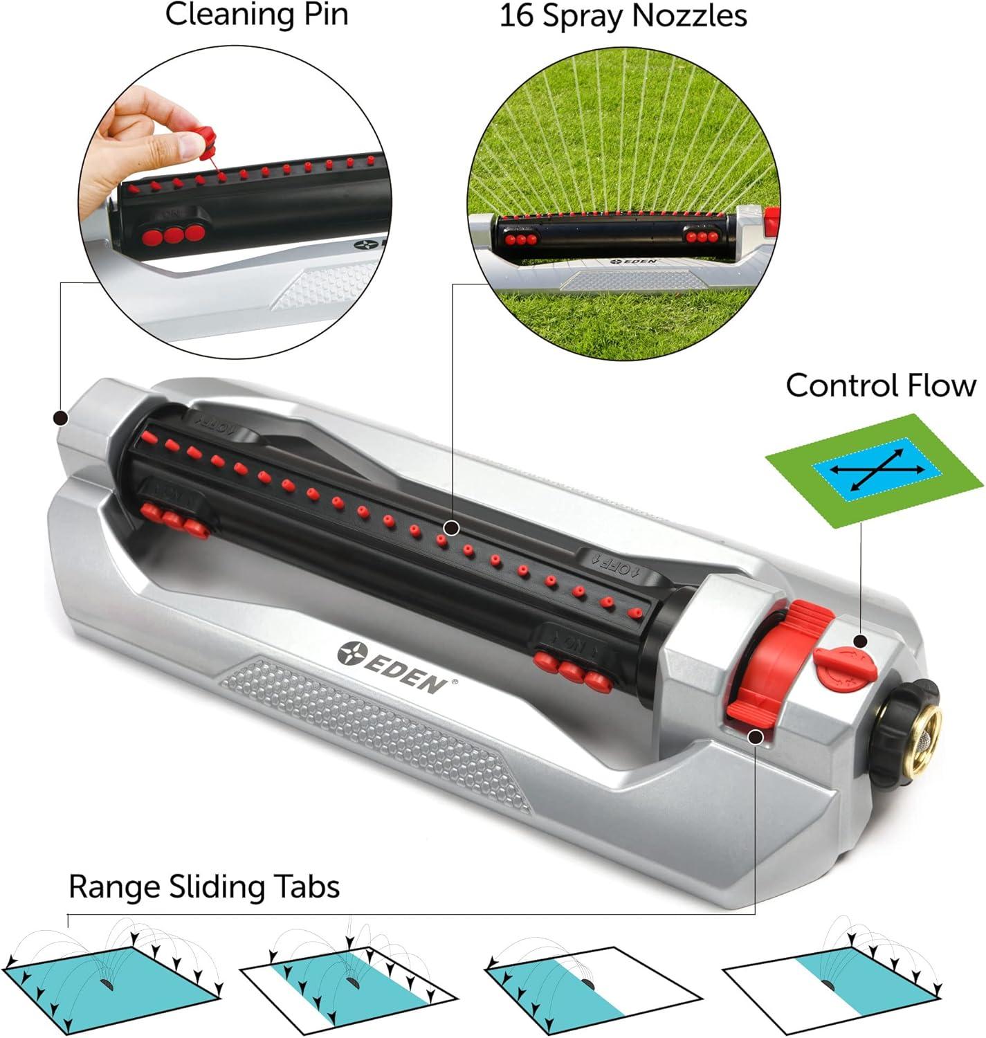 Heavy Duty Silver and Black Metal Oscillating Sprinkler with Quick Connect