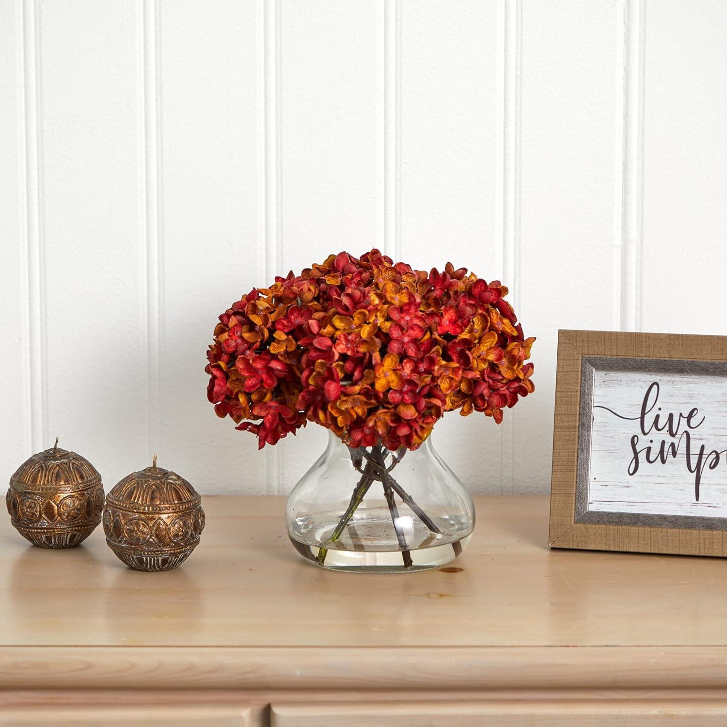 Nearly Natural Floral Decor Hydrangea with Vase Flower Arrangement