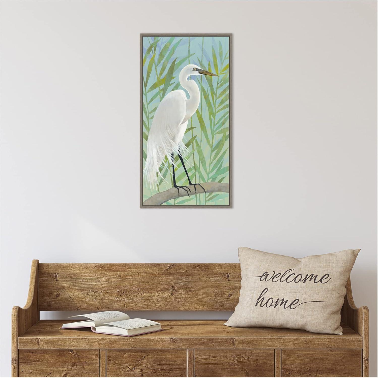 Amanti Art Egret by the Shore I by Kathrine Lovell Canvas Wall Art Print Framed 14-in. x 27-in.