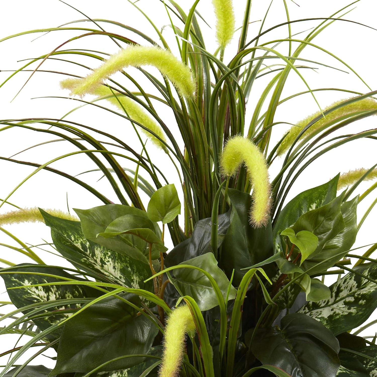 Lush Meadow 35" Mixed Greens and Cattails Indoor Planter