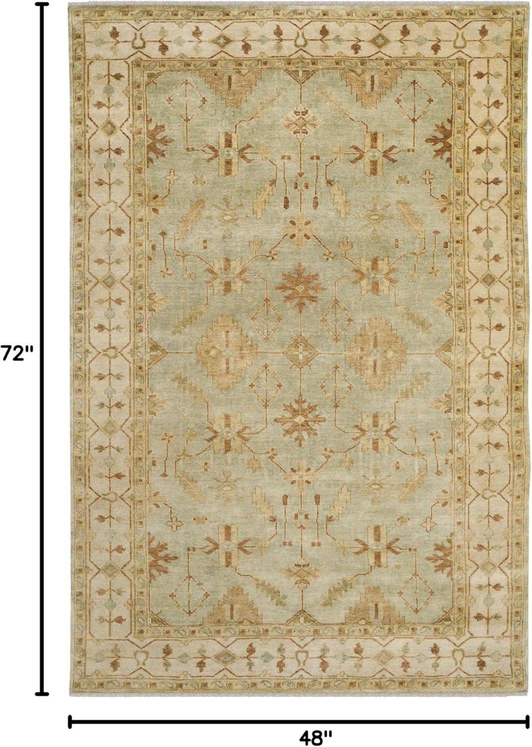 Oushak OSH141 Hand Knotted Area Rug - Soft Green/Ivory - 4'x6' - Safavieh.