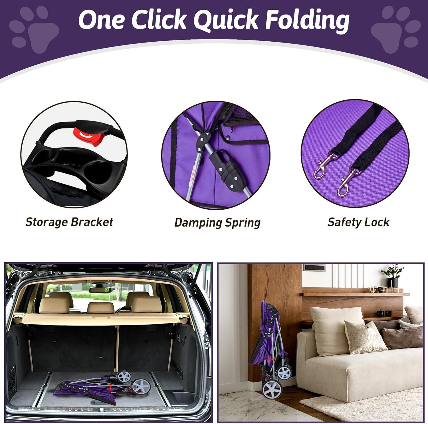 G & R PLUMBING ENTERPRISES, INC. Pet Stroller, 4 Wheels Pet Strolling Cart for Medium/Small Dogs and Cats, Foldable Cat Jogger