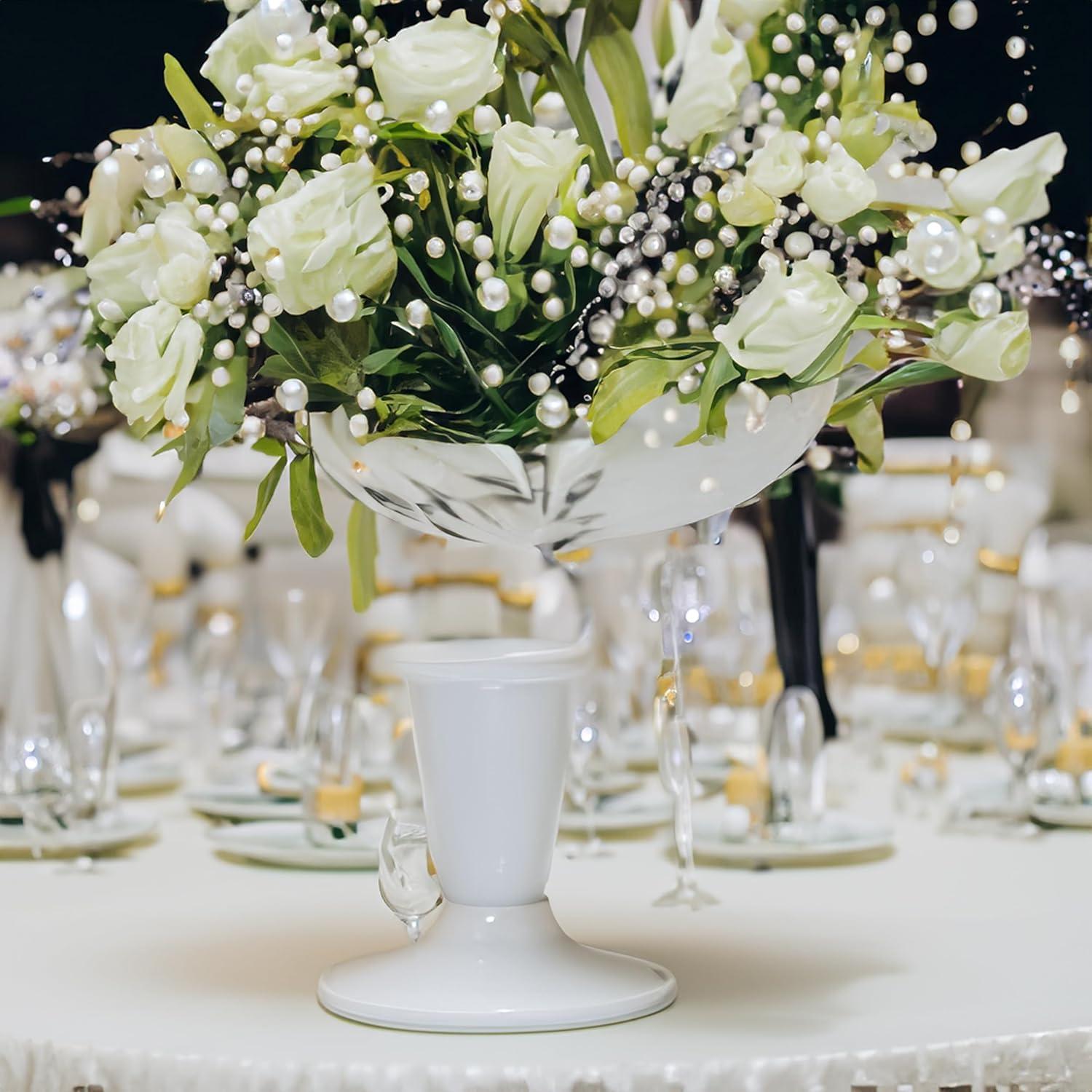 WGV Small Ivory Plastic Pearl Beads in 1 LB Bag, 0.4"(10 mm), Approx 720 Pearls, No Holes, Vase Filler, Loose Table Scatter, Art Crafts