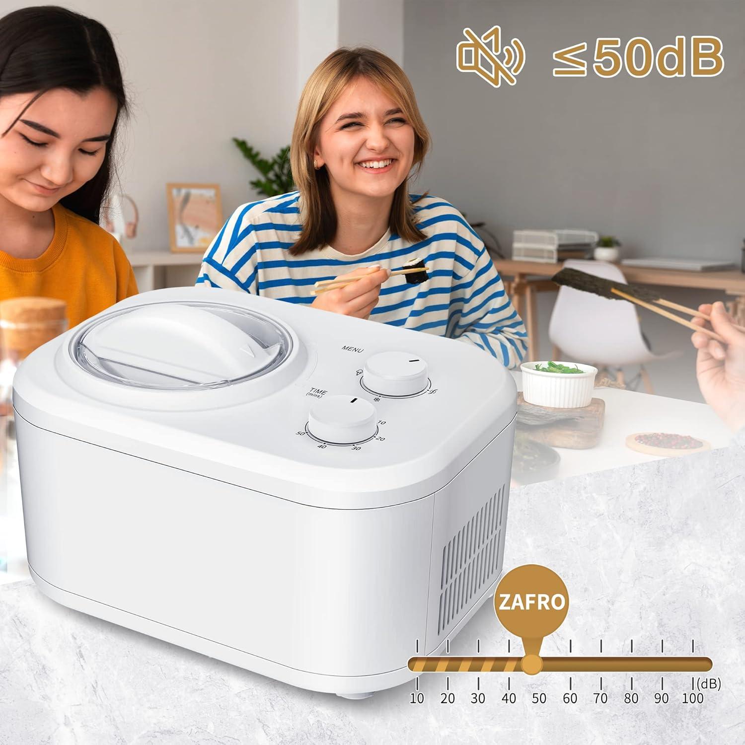 Compact White Stainless Steel Automatic Ice Cream Maker