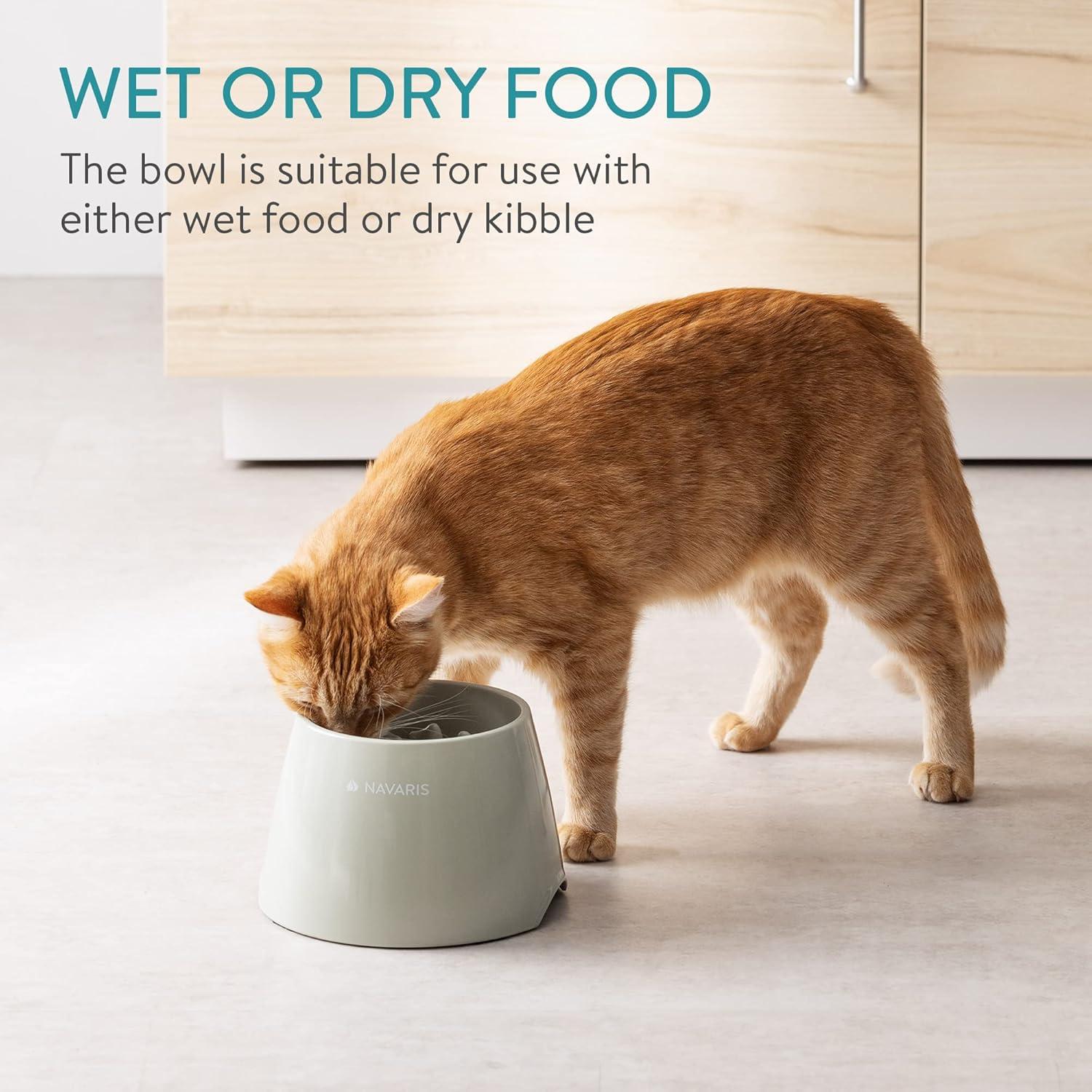 Navaris Elevated Slow Feeder Dog Bowl - Melamine Pet Food Bowl for Dogs and Cats - Raised Cat Feeding Bowl to Slow Down Eating - 7.4" x 7.36" x 4.7"