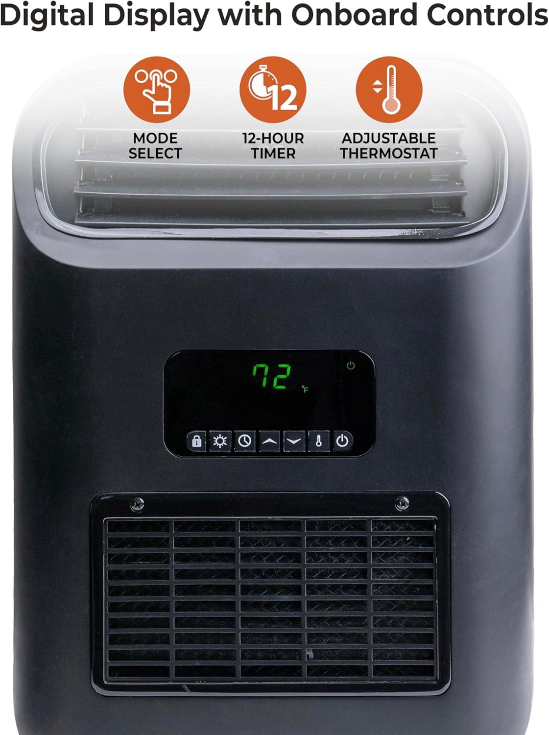 Comfort Zone 14" Slim Line Wall Mount Electric Space Heater with Stand, Remote Control, Digital Adjustable Thermostat, Timer, LCD Display, Safety Tip Over Switch, Overheat Protection, MT8142