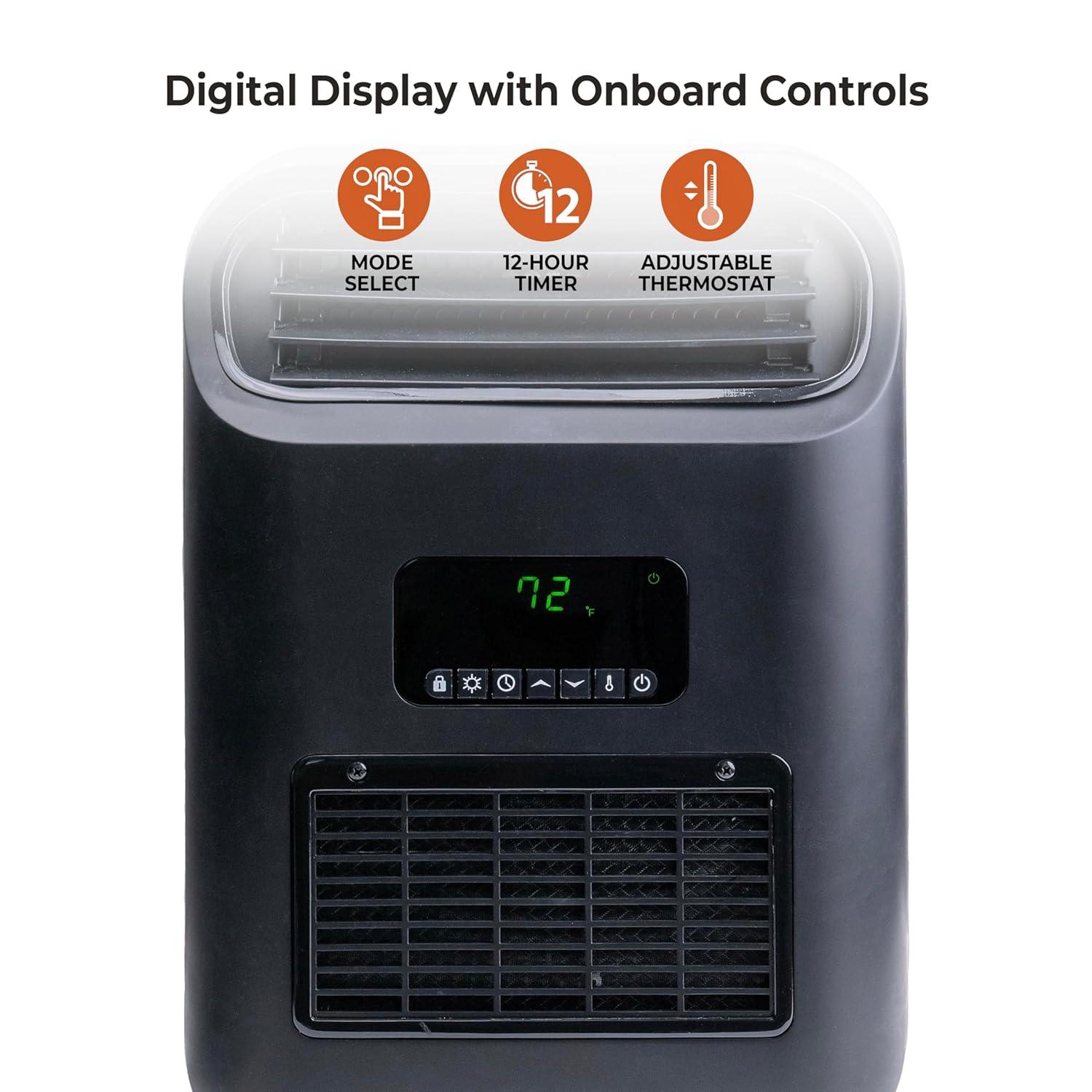 Comfort Zone 14" Slim Line Wall Mount Electric Space Heater with Stand, Remote Control, Digital Adjustable Thermostat, Timer, LCD Display, Safety Tip Over Switch, Overheat Protection, MT8142