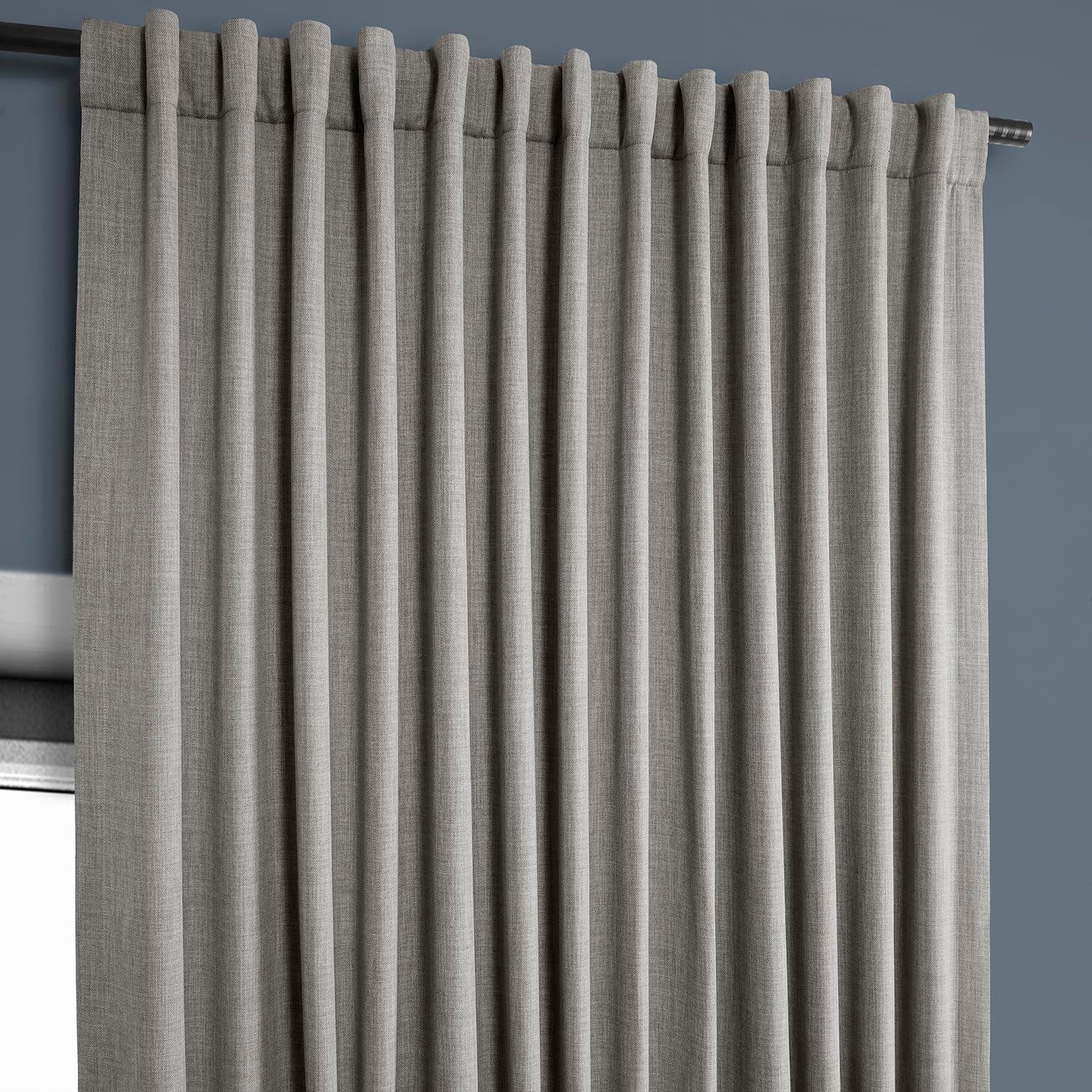 Clay Extra Wide Blackout Faux Linen Window Curtain