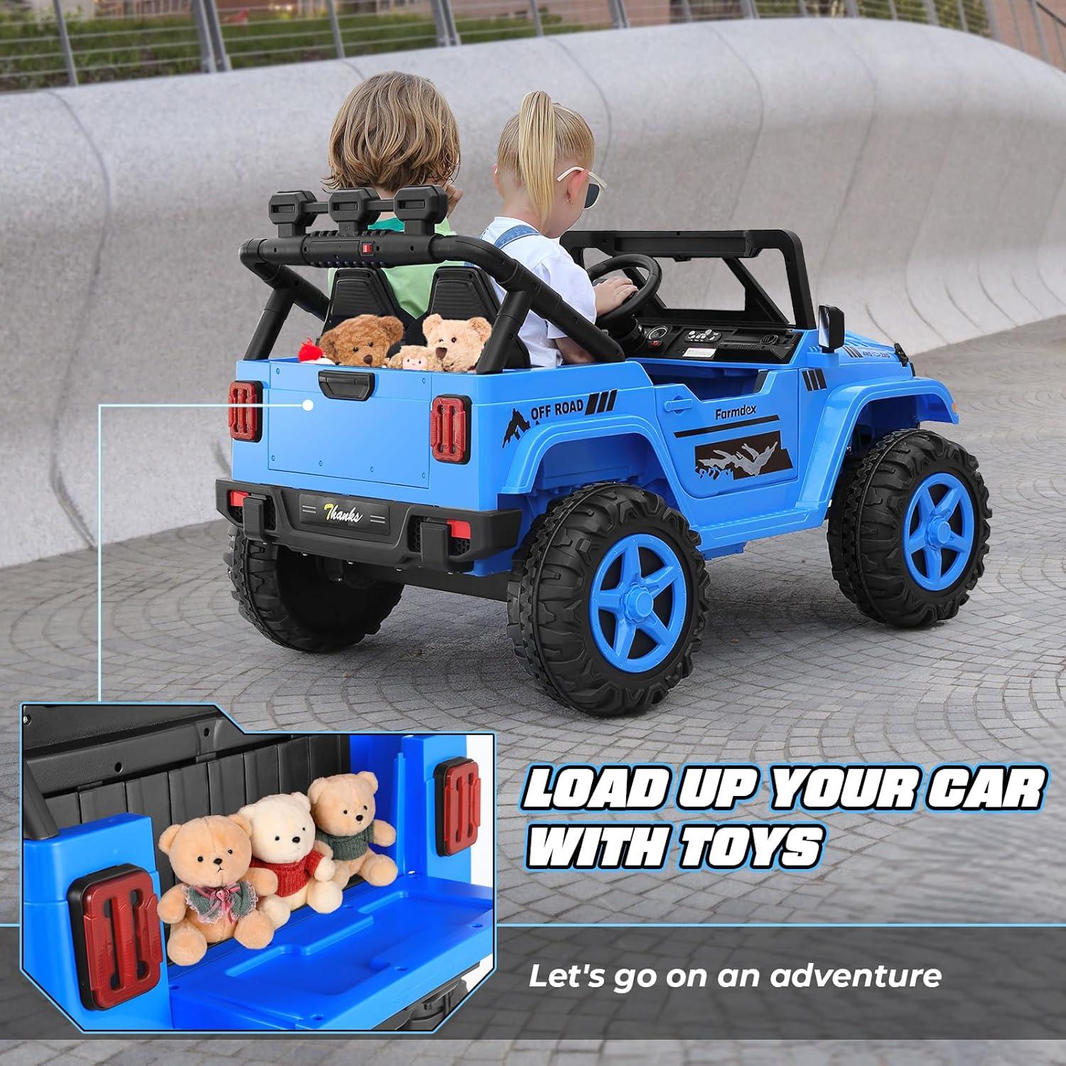 Ancheer 24V 4WD//2WD Ride On Jeep Truck,2 Seater Kids UTV With 4X200w Powerful Engine,Remote Control,Bluetooth,20 Wide Seat,Vehicles for Kids Toddlers