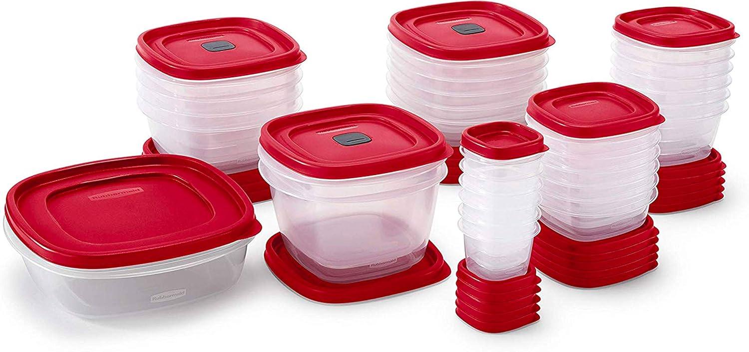 Red BPA-Free 60-Piece Meal Prep Container Set with Snap Lids