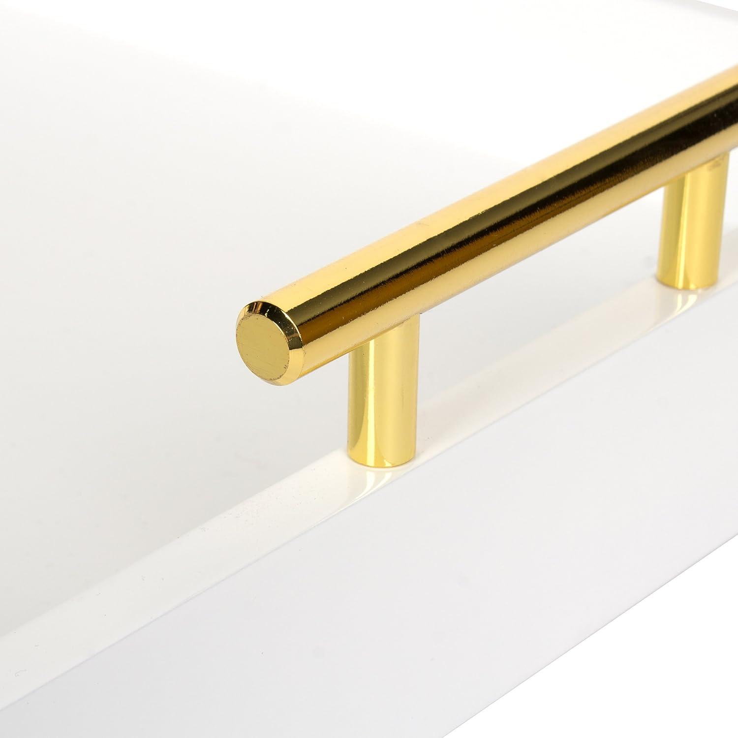 Kate and Laurel Lipton Tray, 16.5x12.25, White and Gold