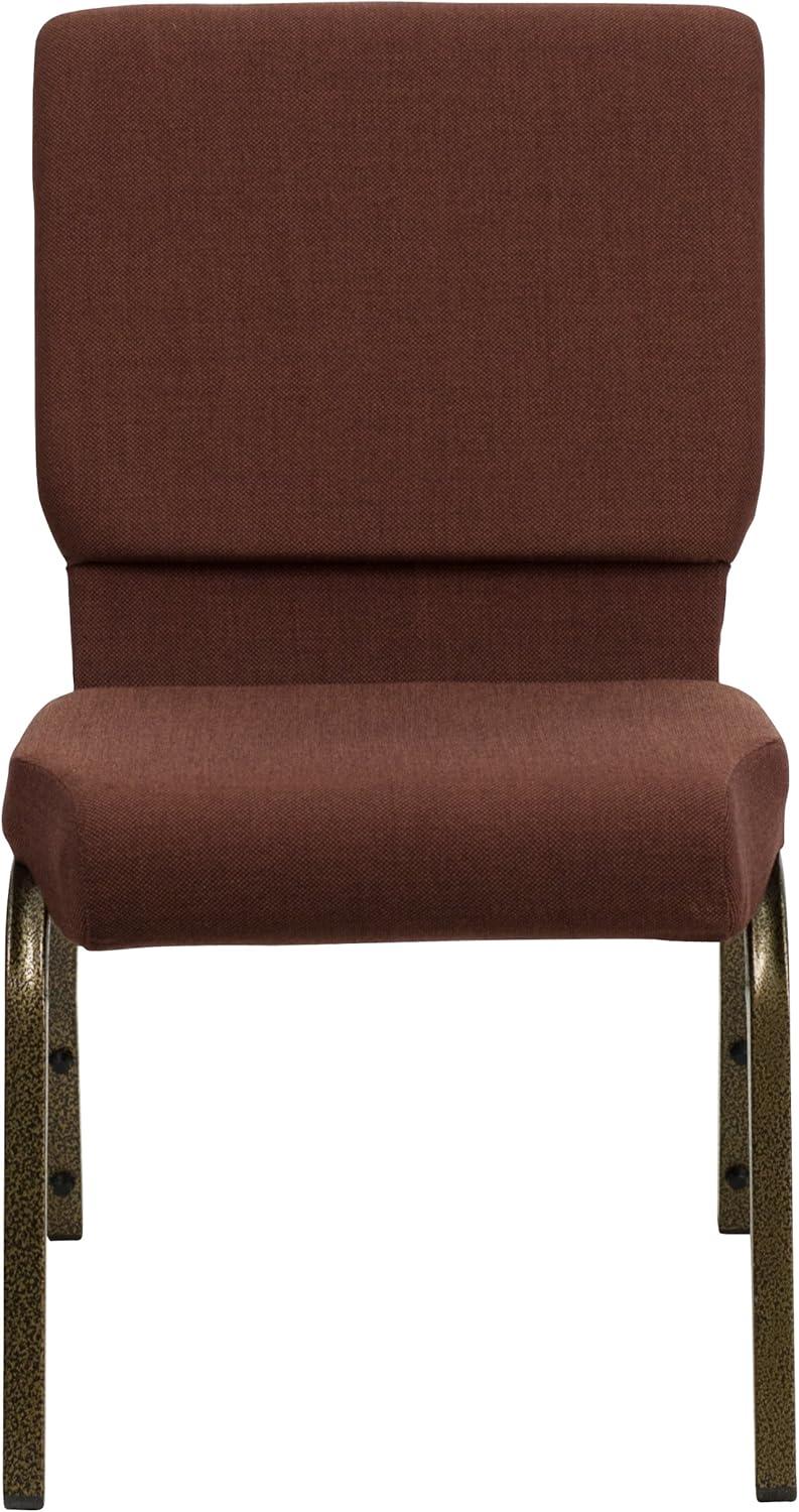 Flash Furniture HERCULES Series 18.5''W Stacking Church Chair in Brown Fabric - Gold Vein Frame