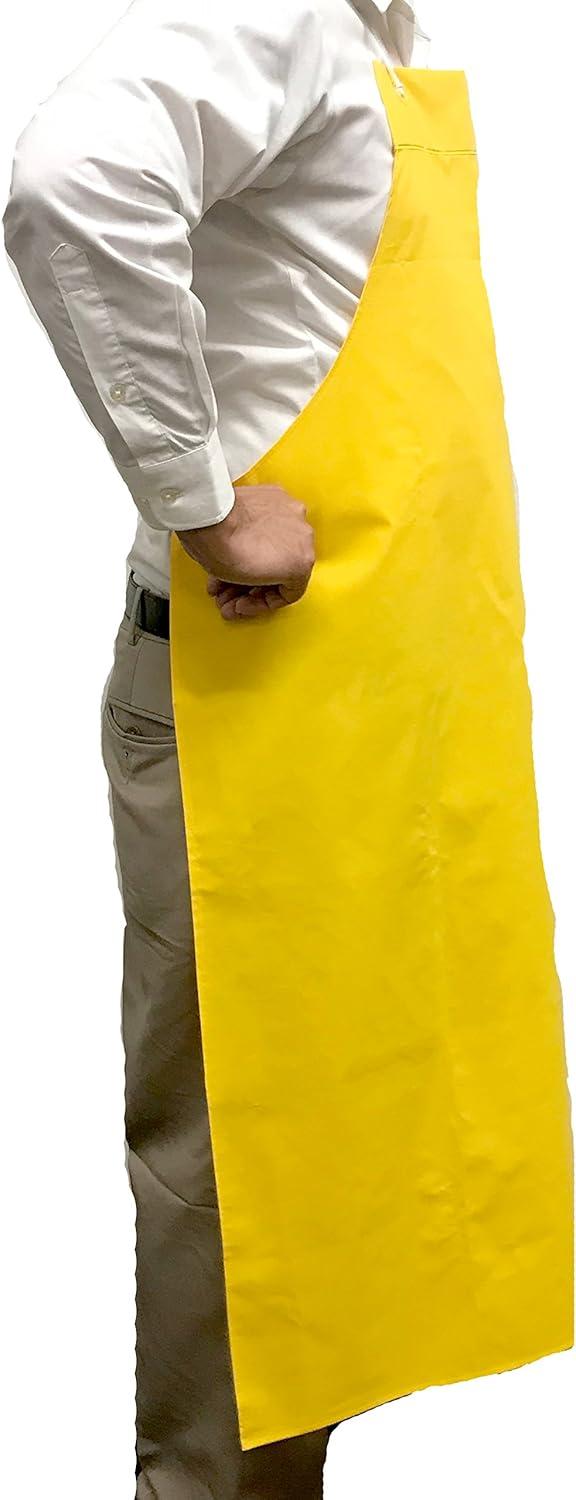 Kleen Chef Vinyl Bib Apron with Adjustable Neck, Waterproof and Oilproof, Small, Yellow