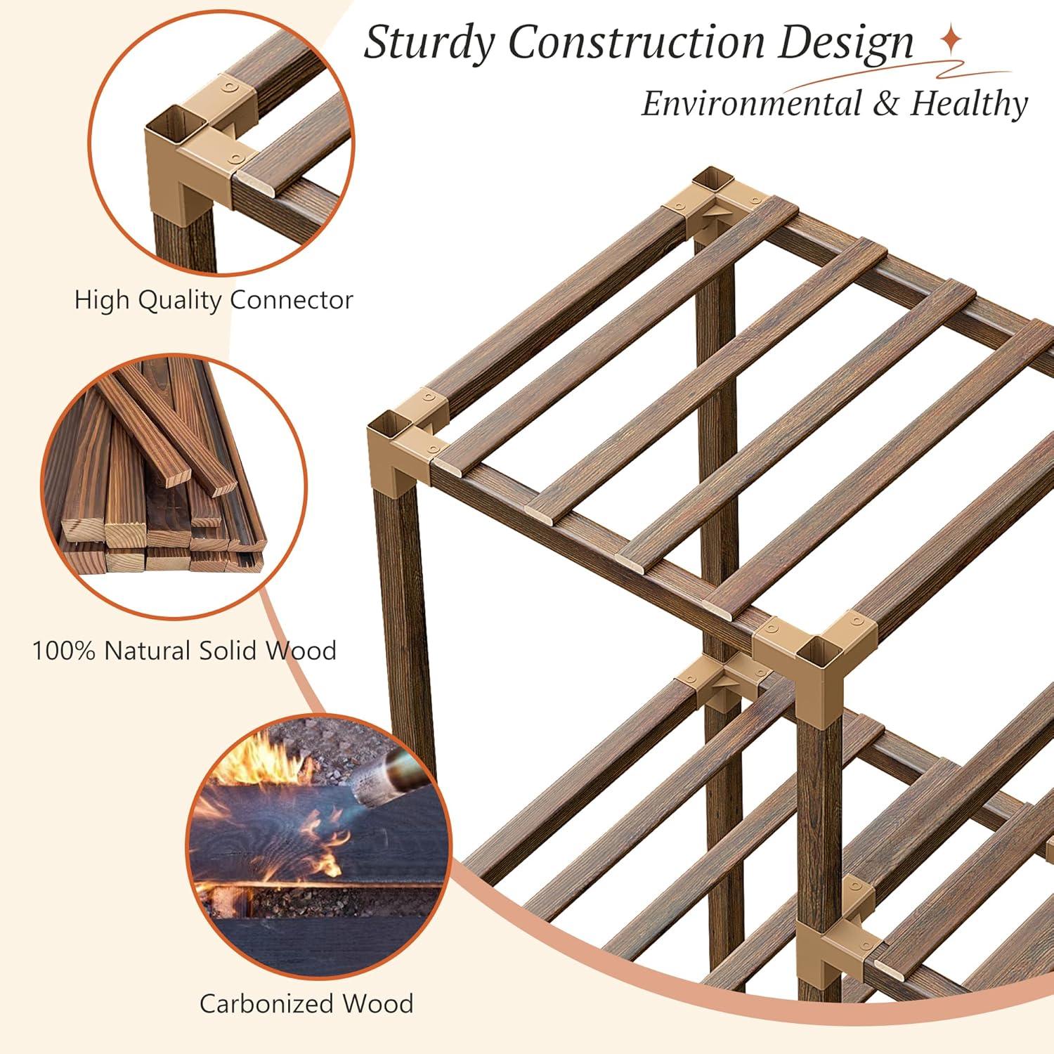 Tall Brown Wood 7-Tier Indoor/Outdoor Plant Stand