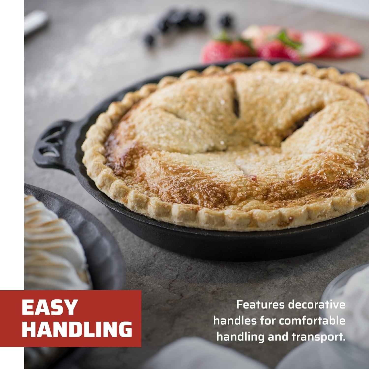 Camp Chef Cast Iron Pie Pan - True-Seasoned Cast Iron Pie Dish for Cooking & Camping Accessories - 10"