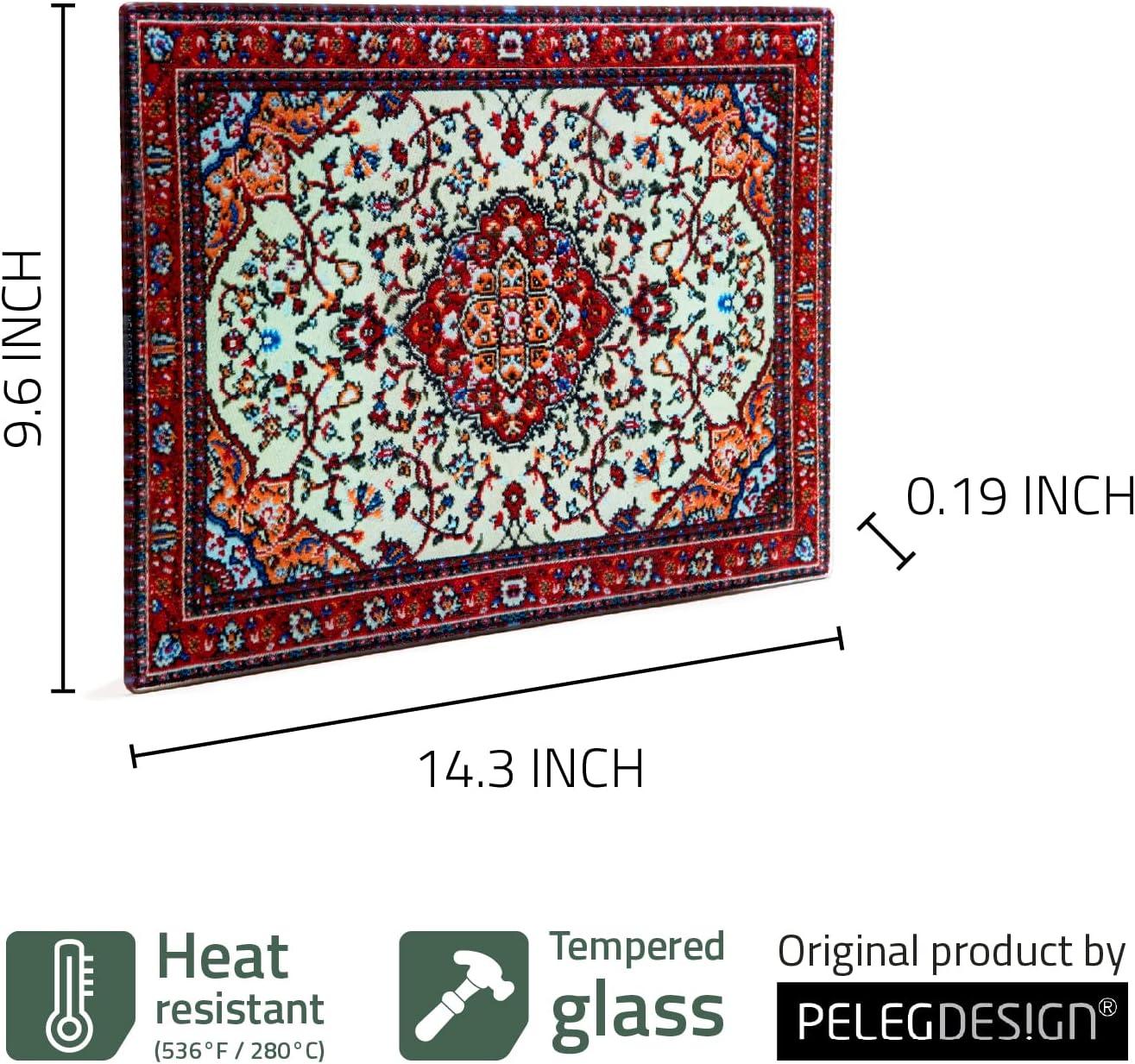 Peleg Design Rugboard Tempered Glass Cutting Board for Kitchen, Multi Purpose Decorative Glass Chopping Board, Heat Resistant Shatter Resistant Serving Tray (9.6 x 14.4 inches)