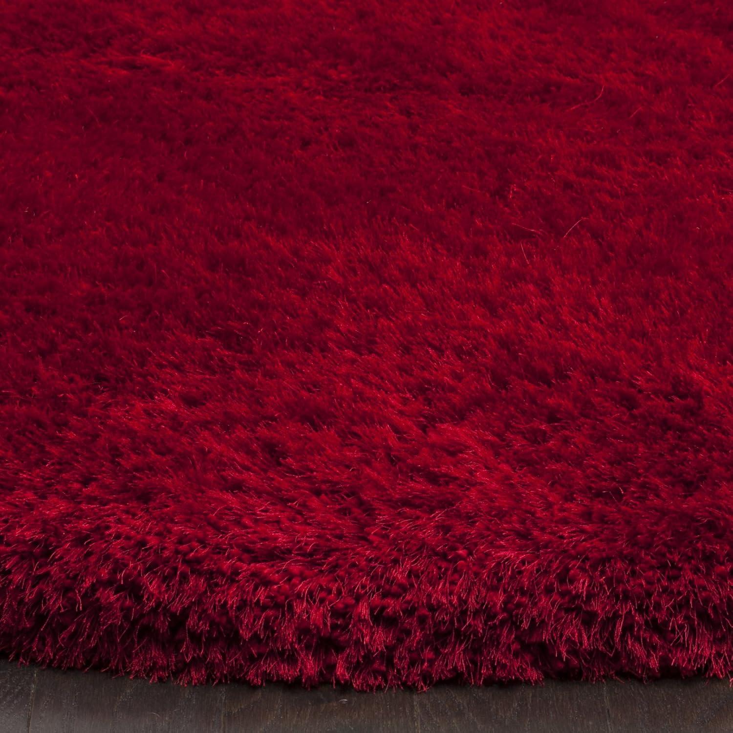 Luxe Shag SGX160 Hand Tufted Indoor Area Rug - Red - 8' Round - Safavieh