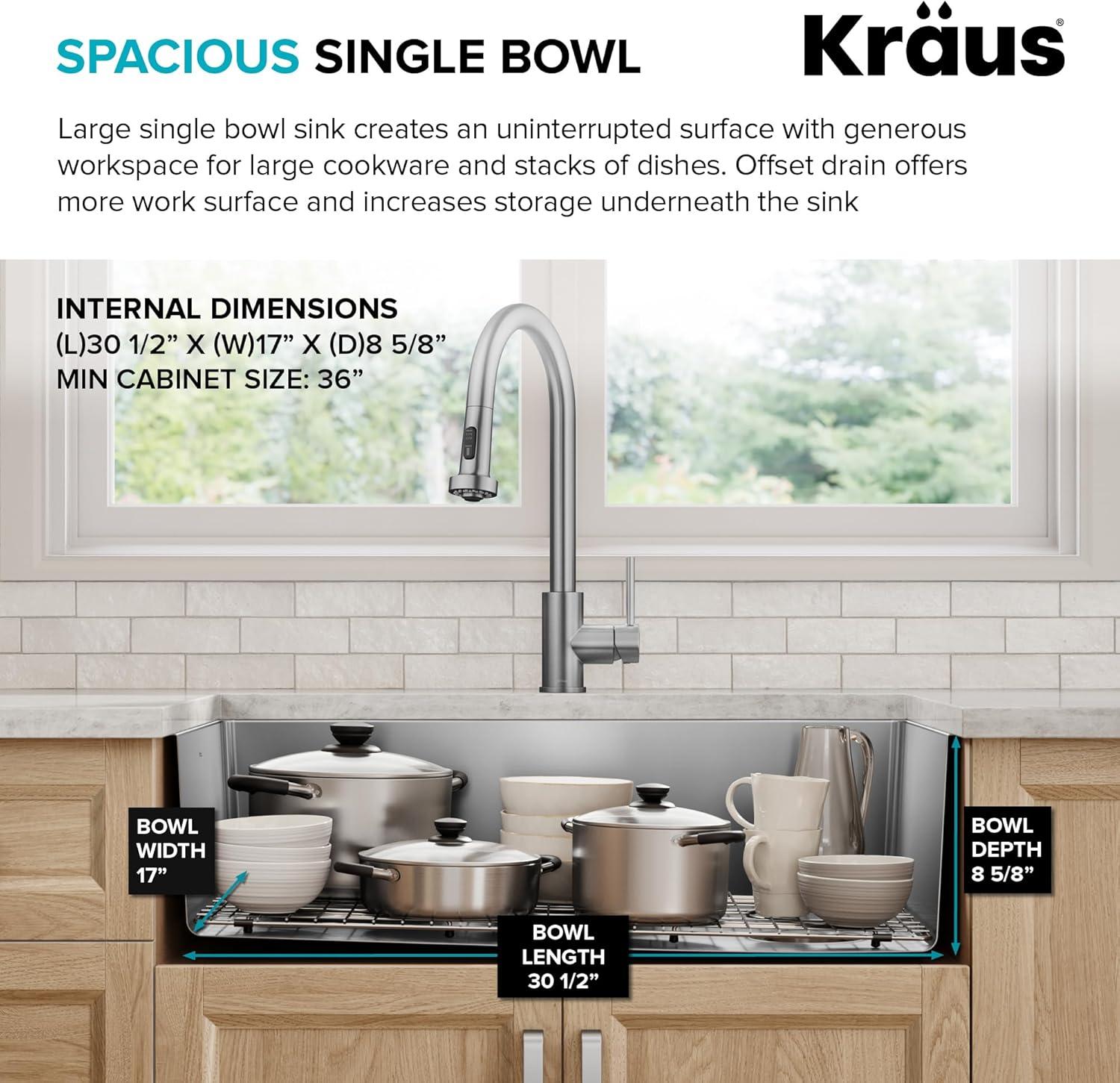 KRAUS Fairlane Undermount 18-Gauge Stainless Steel Kitchen Sink