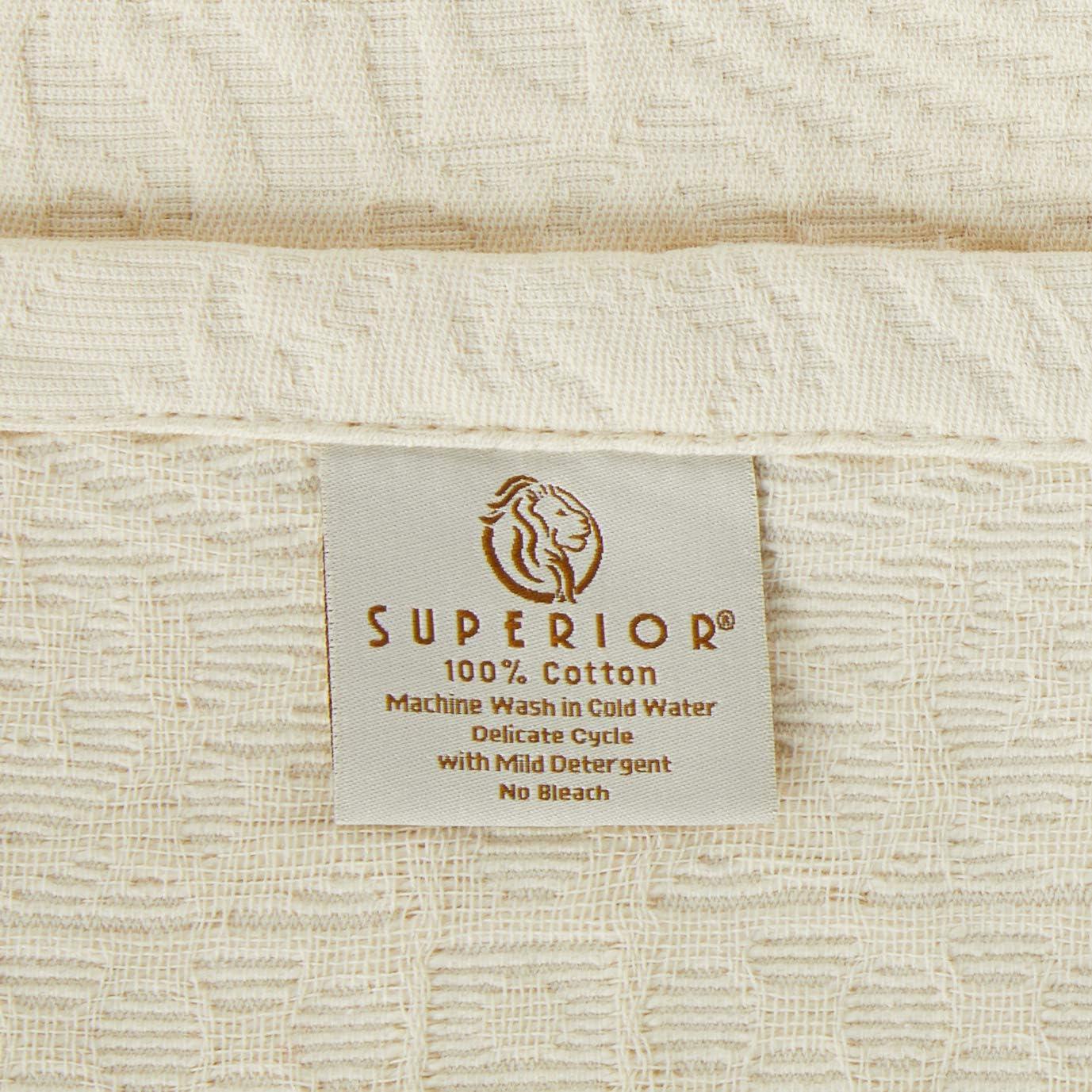 Superior Jacquard Matelasse Cotton Bedspread Set of 3 Pieces, Queen, Ivory