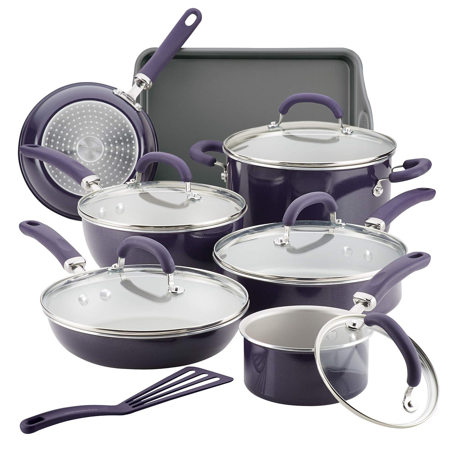 Rachael Ray Rachael Ray Create Delicious Aluminum Nonstick Cookware Induction Cookware Set, 13-Piece