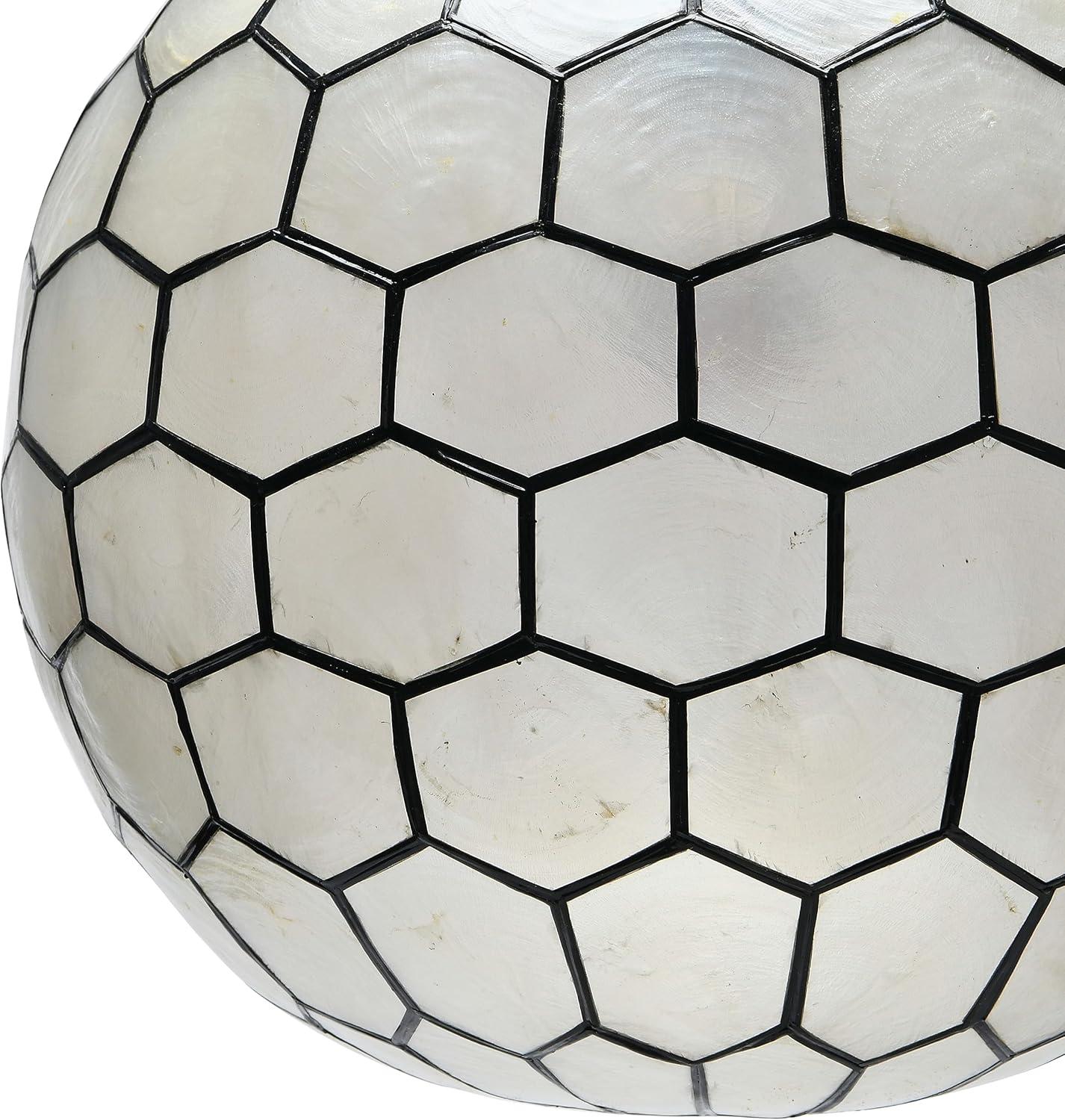 Storied Home Capiz Honeycomb Globe Pendant Light Capiz White Seashells