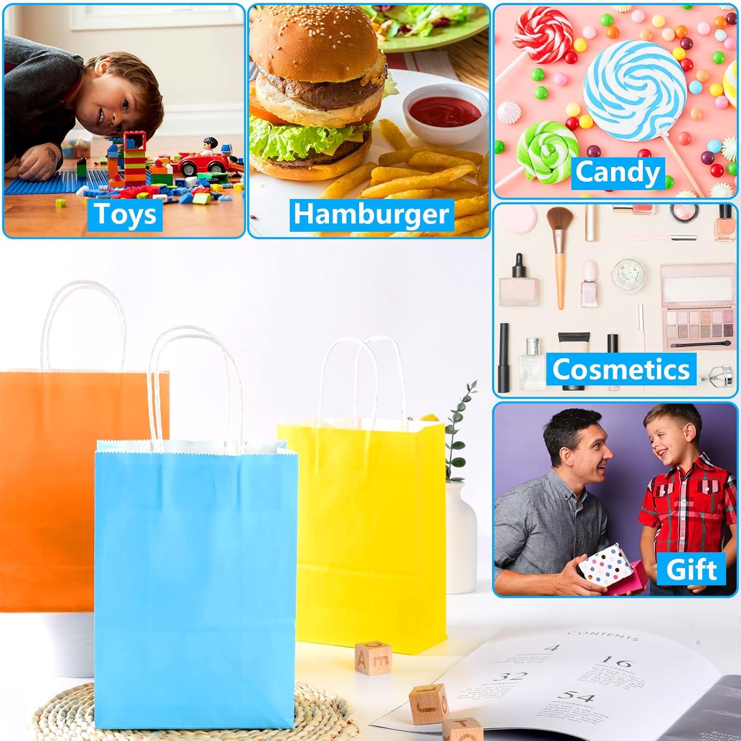 BagDream 24 Pack Rainbow Gift Bags with Handles, 6 Colors Small Party Favor Bag Goodie Bags for Kids Birthday, Party Favors, Birthdays & Celebrations, 5.25x3.75x8"