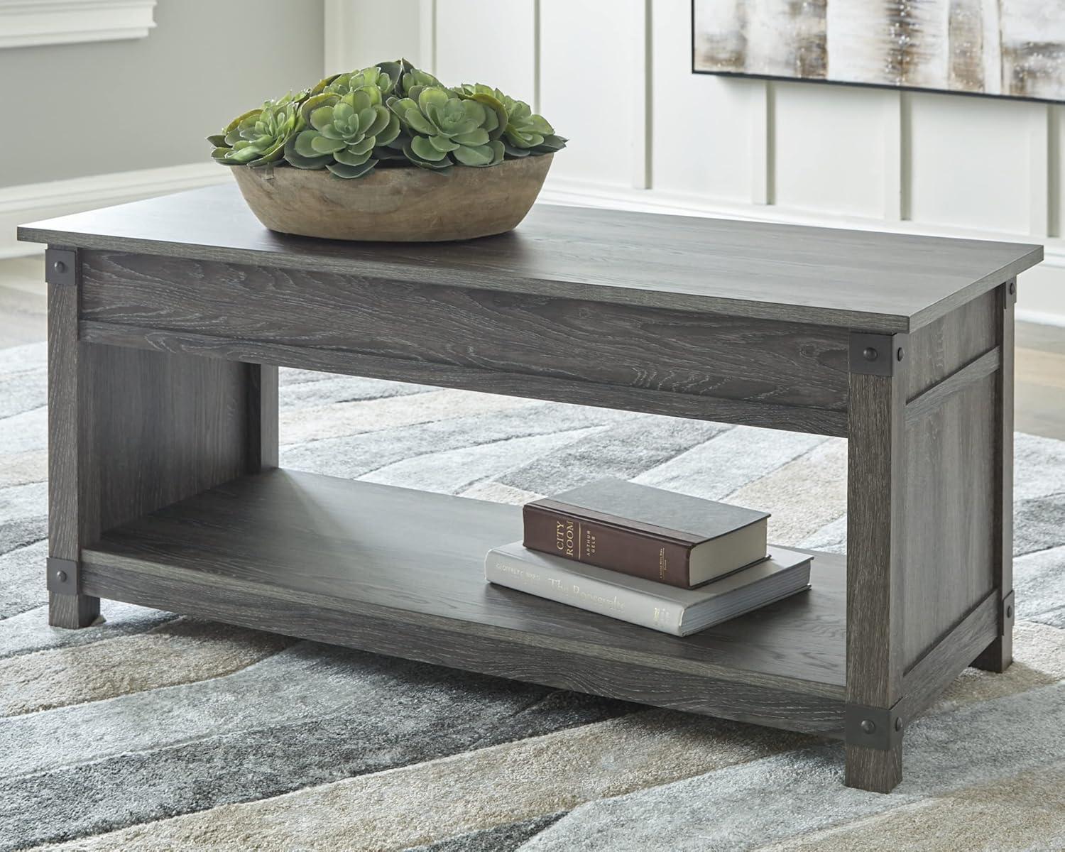 Signature Design by Ashley Casual Freedan Lift-Top Coffee Table  Grayish Brown
