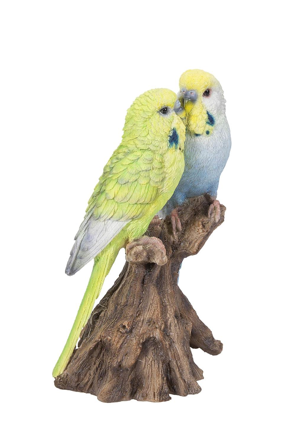 Hi-Line Gift Ltd. Motion Activated Singing Couple Budgerigar on Stump