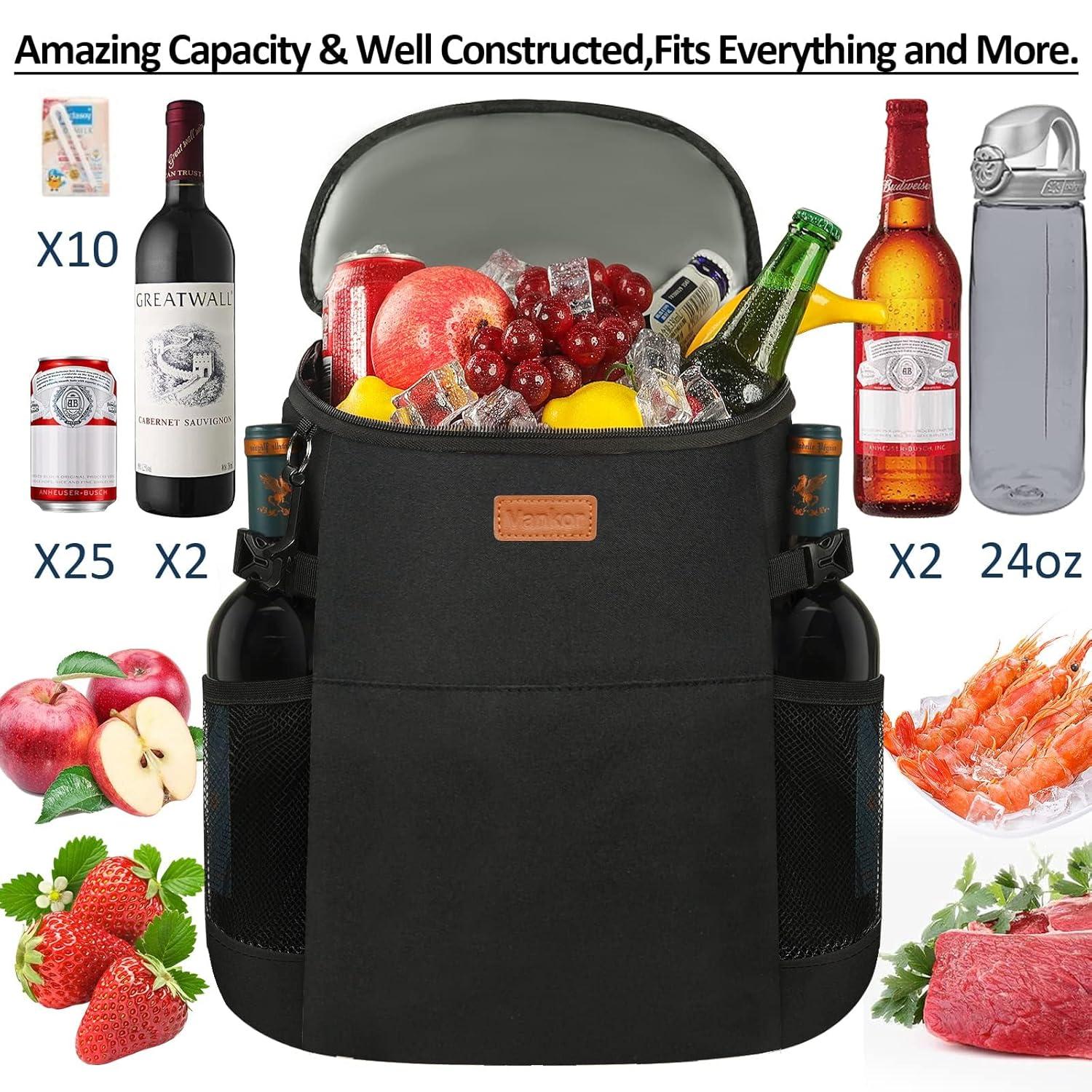 Camping Cooler Backpack 30 Cans, Soft Backpack Coolers Insulated Leak Proof Travel Cooler Bag Waterproof Lunch Picnic Beach Work Trip Thermal Bag Drink Beverage Beer Bag Cooler