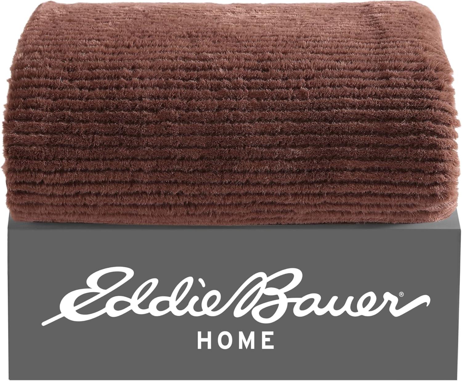 Eddie Bauer Eddie Bauer Ribbed Textured Stripe Solid Plush Throw Blanket