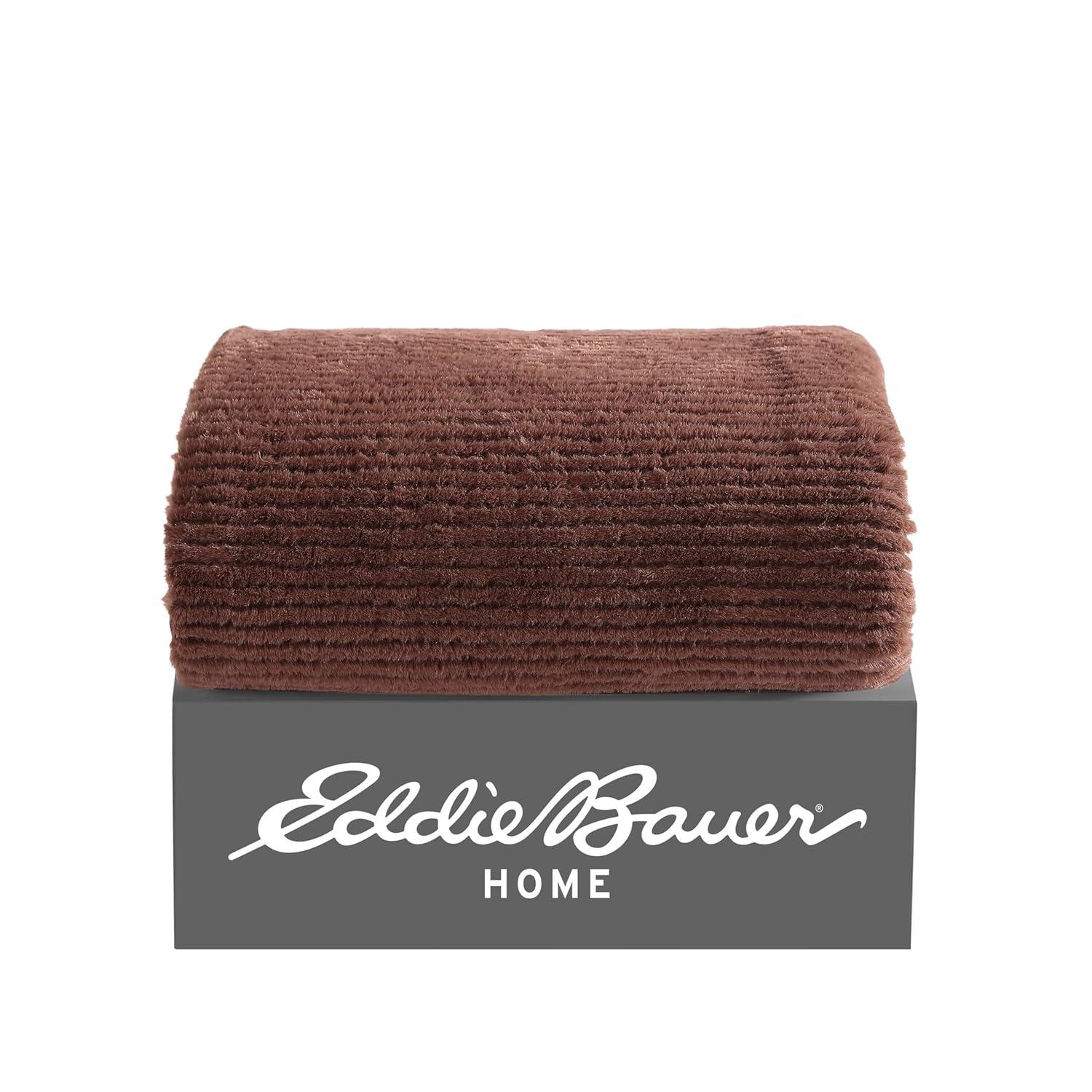Eddie Bauer Eddie Bauer Ribbed Textured Stripe Solid Plush Throw Blanket