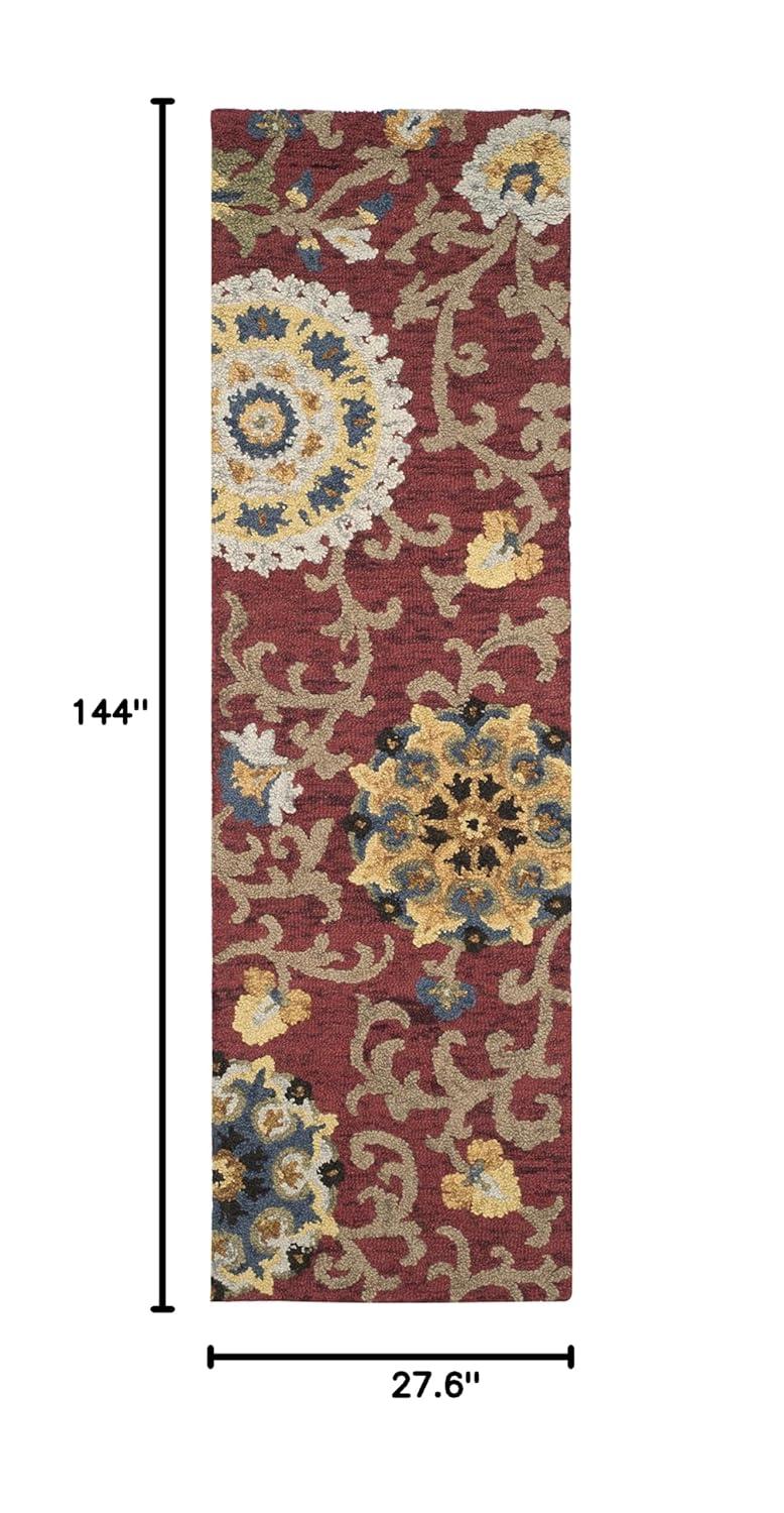 Blossom BLM401 Hand Tufted Runner Rug - Red/Multi - 2'3"x12' - Safavieh.