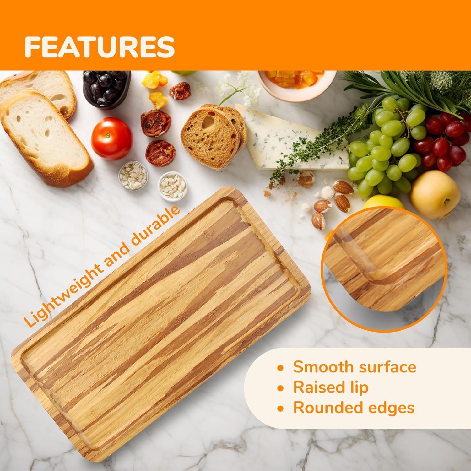 Rectangular Tiger Stripe Bamboo Serving Tray 11 x 5.5