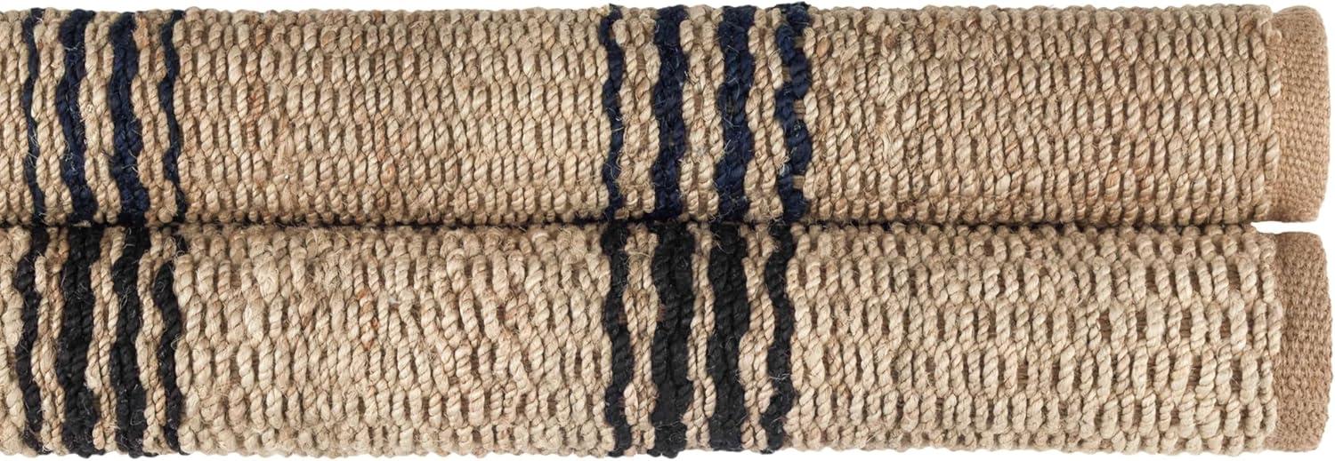 Jute Ticking Black Handwoven Jute Rug
