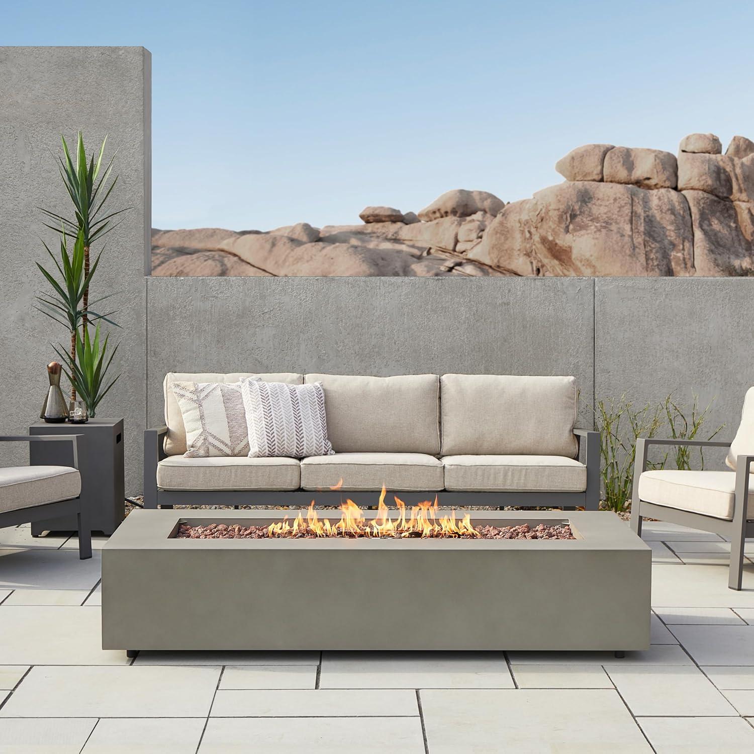 Aegean 70" Rectangle Fire Table with Natural Gas Conversion Kit - Mist Gray - Real Flame