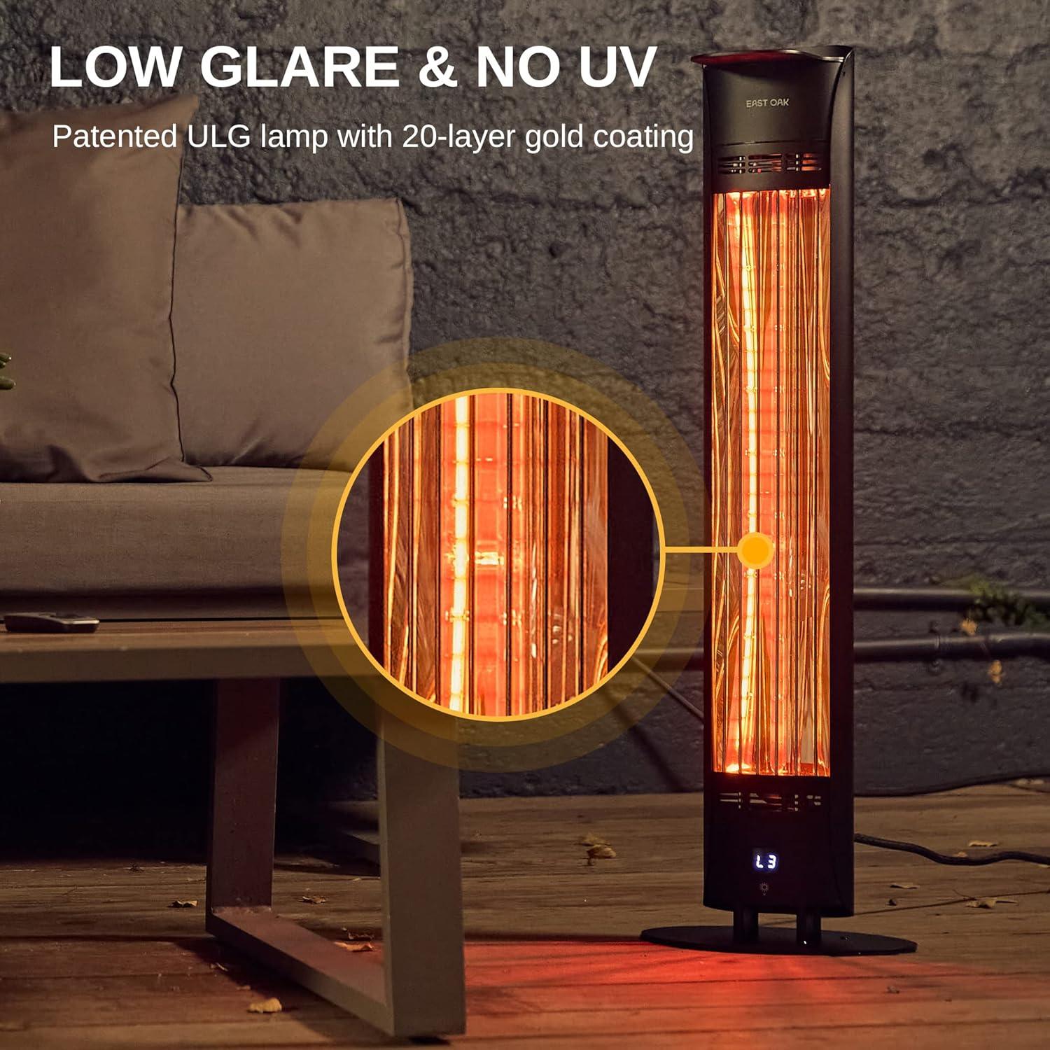 1500W Black Aluminum Electric Infrared Tower Heater