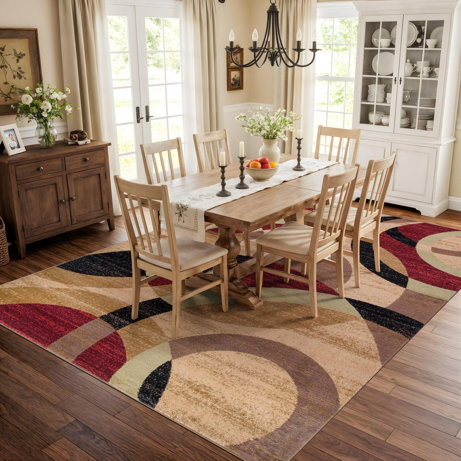 World Rug Gallery Geometric Circles Multi 7'10" x 10'2" Indoor Area Rug