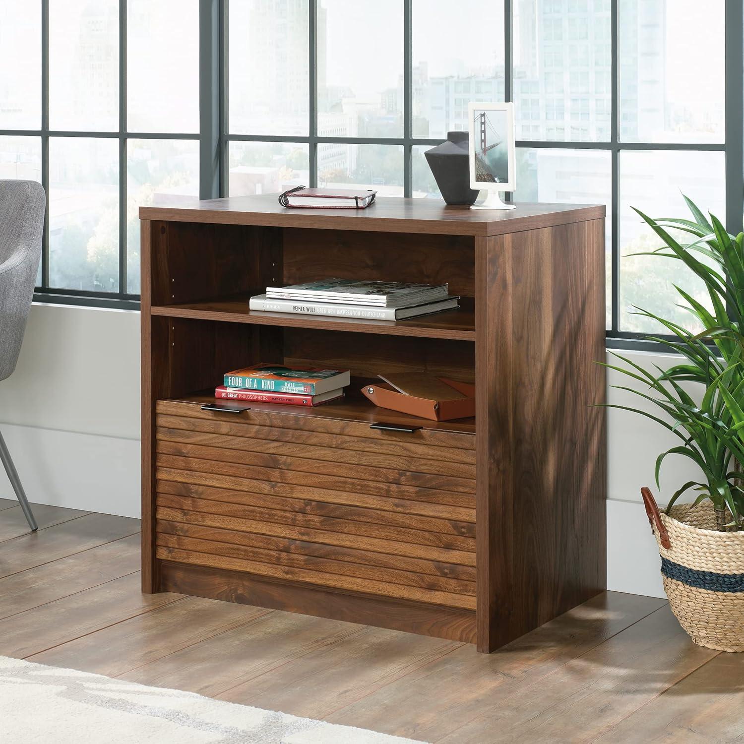 Grand Walnut 4-Drawer Lockable Lateral Filing Cabinet