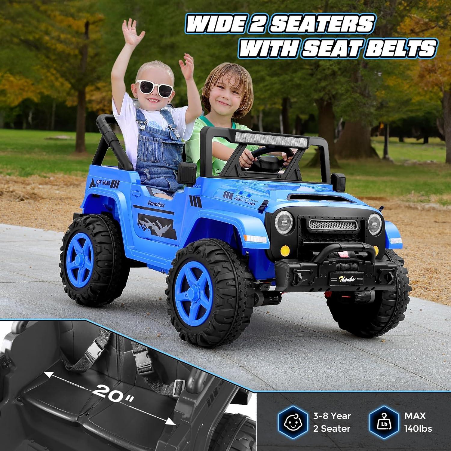 Blue 24V 4WD Kids SUV with Remote Control and Bluetooth