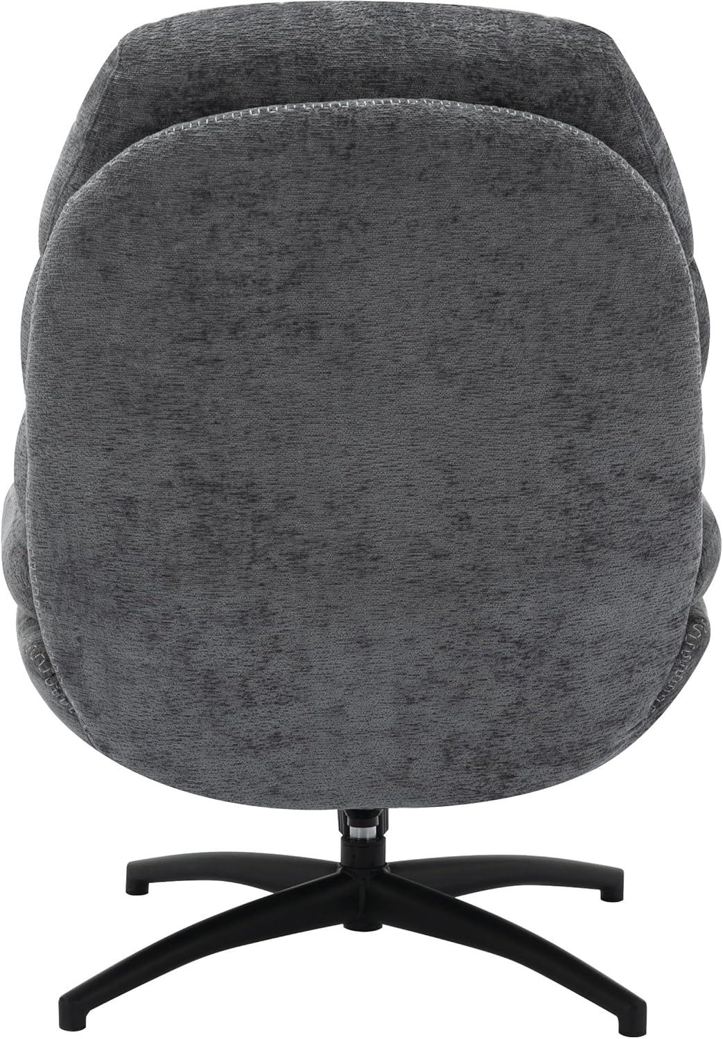 Kerry Swivel Lounge Chair & Footrest in Gray Fabric and Black Base